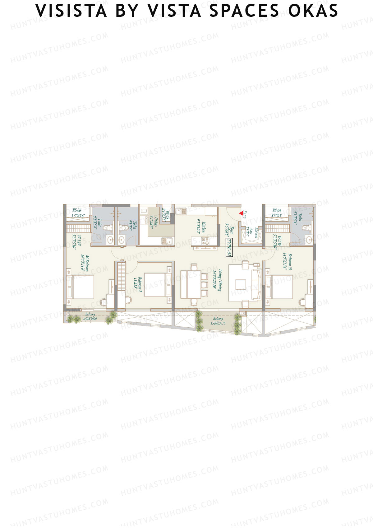 Visista by Vista spaces okas Tower B Unit 2 (Type 2) Floor Plan