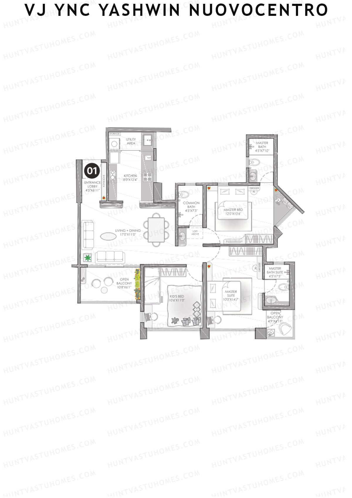 VJ YNC Yashwin Nuovocentro Wing A Unit 1 Floor Plan