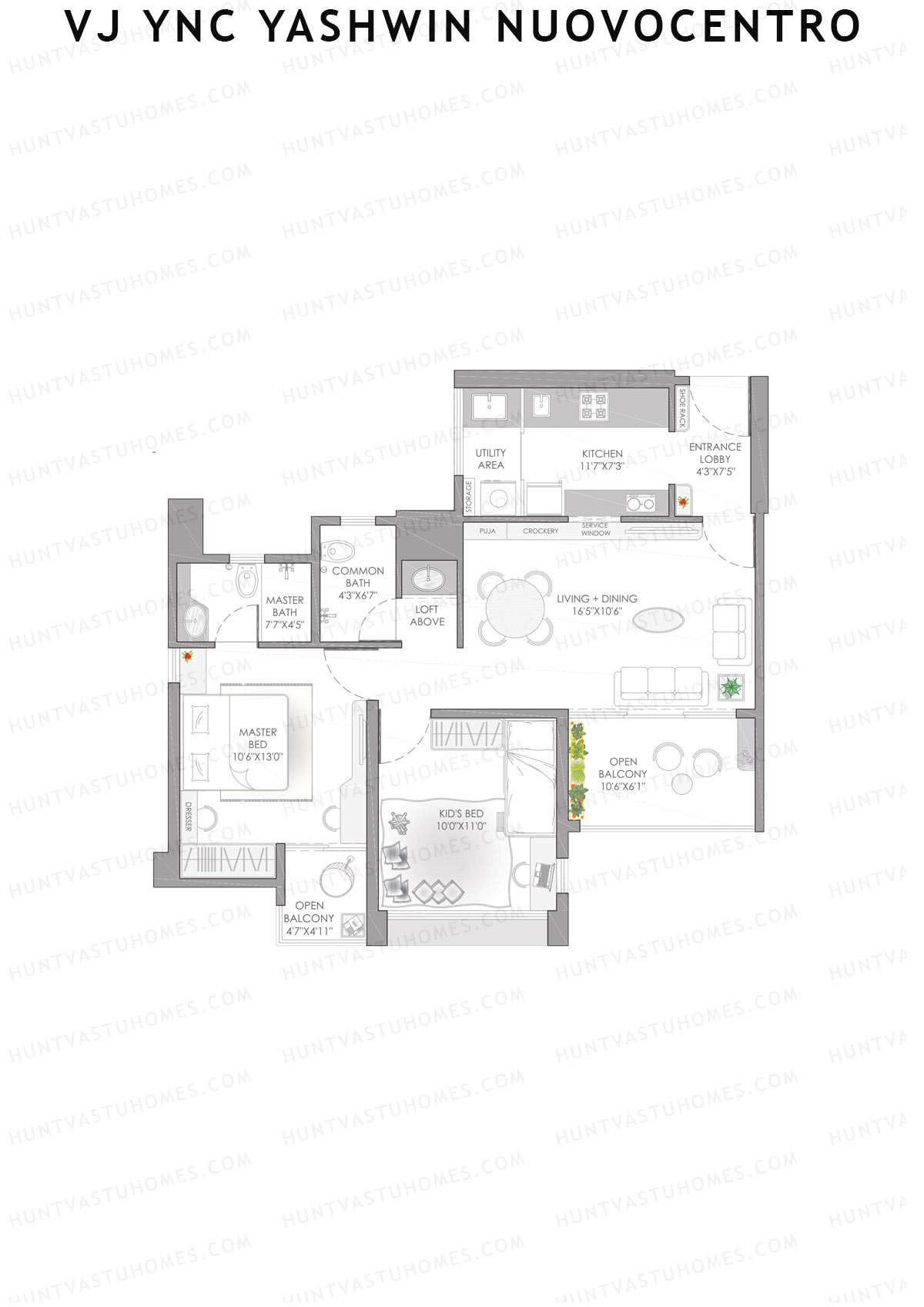 VJ YNC Yashwin Nuovocentro Wing A Unit 2 Floor Plan