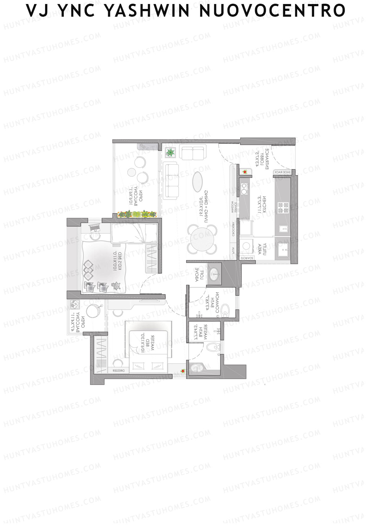 VJ YNC Yashwin Nuovocentro Wing A Unit 3 Floor Plan