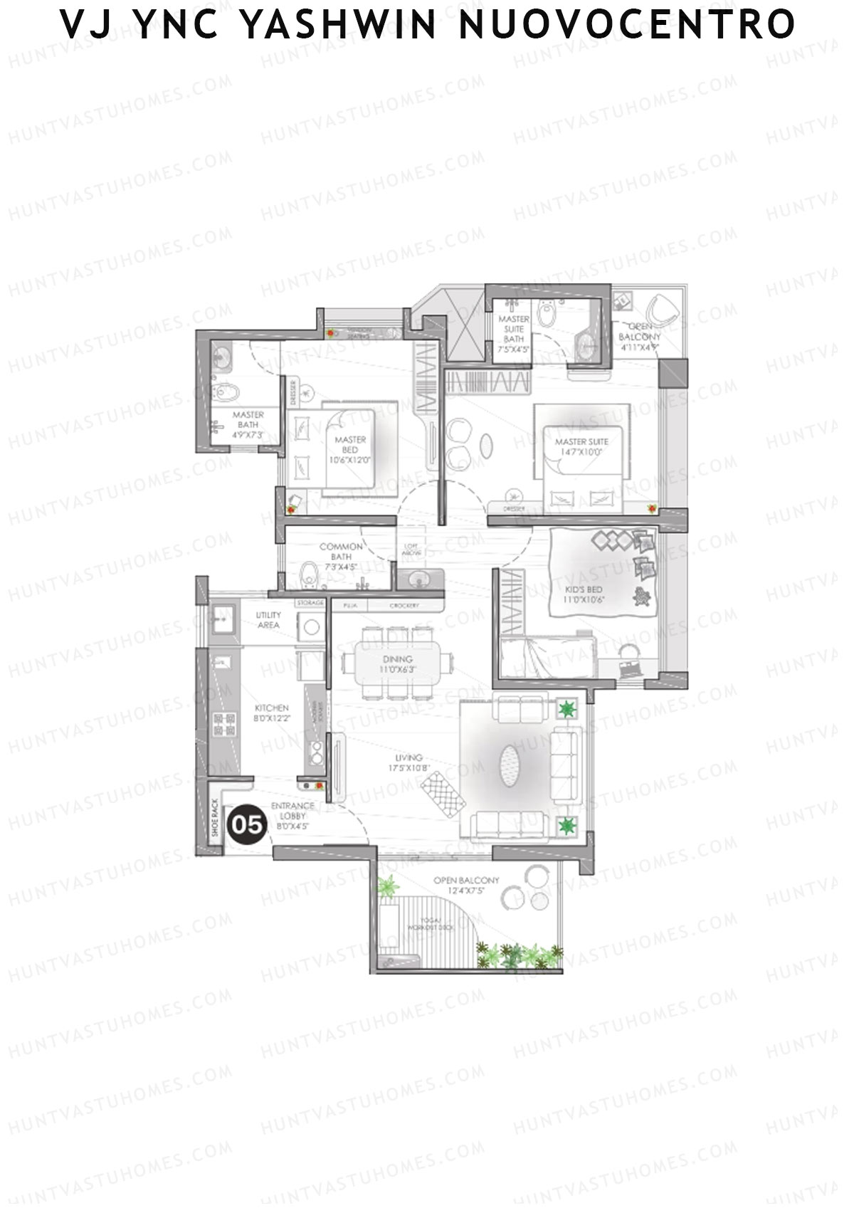 VJ YNC Yashwin Nuovocentro Wing A Unit 5 Floor Plan