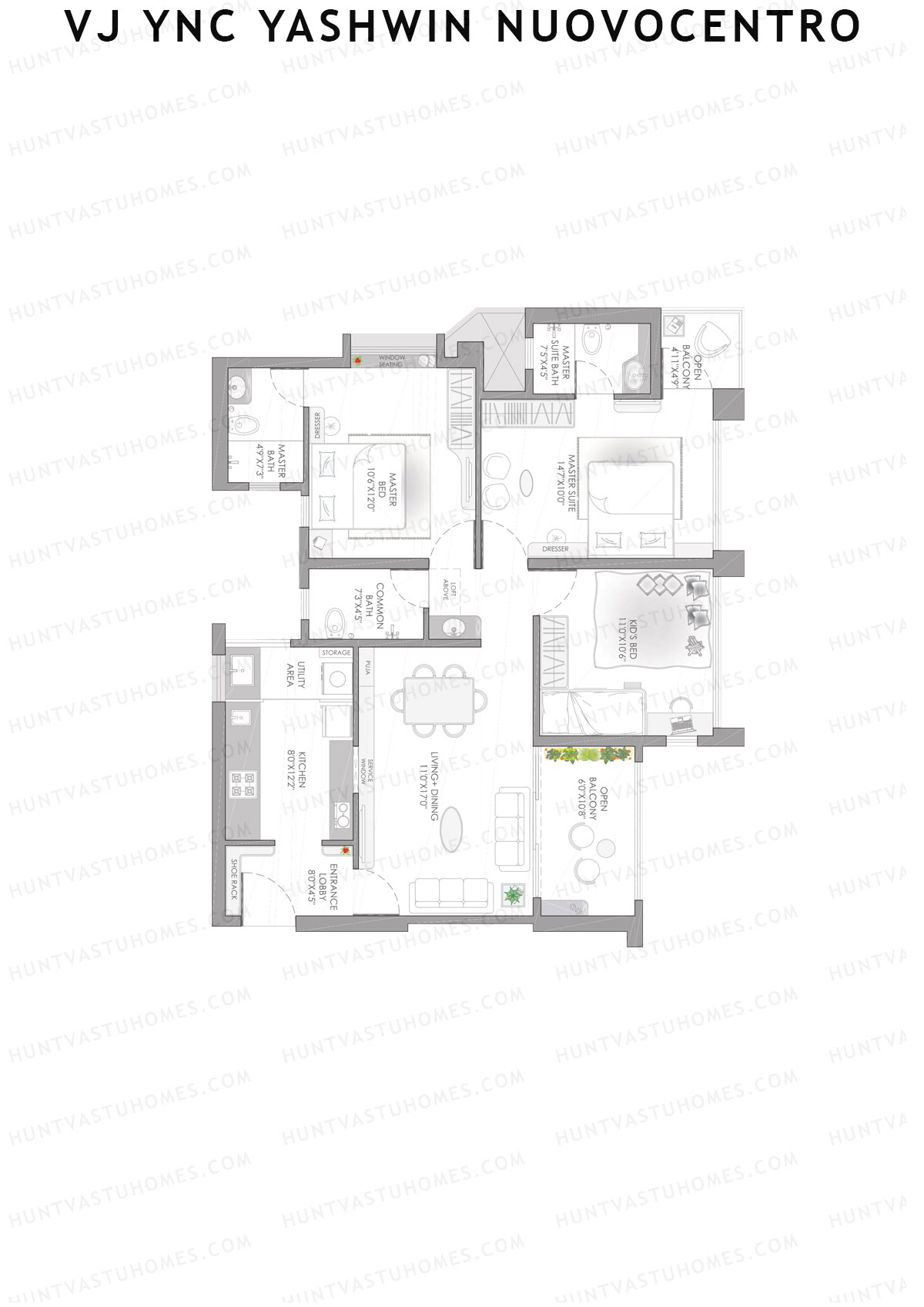VJ YNC Yashwin Nuovocentro Wing A Unit 5 Floor Plan