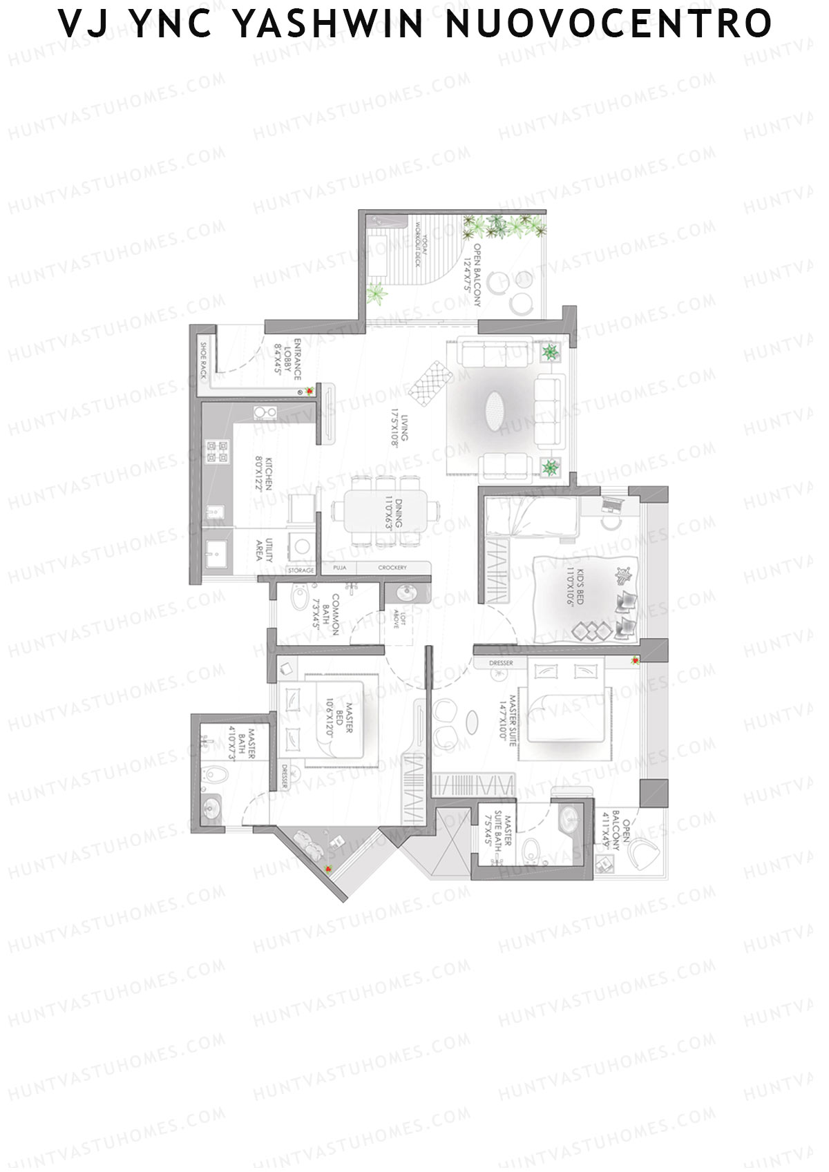 VJ YNC Yashwin Nuovocentro Wing A Unit 6 Floor Plan