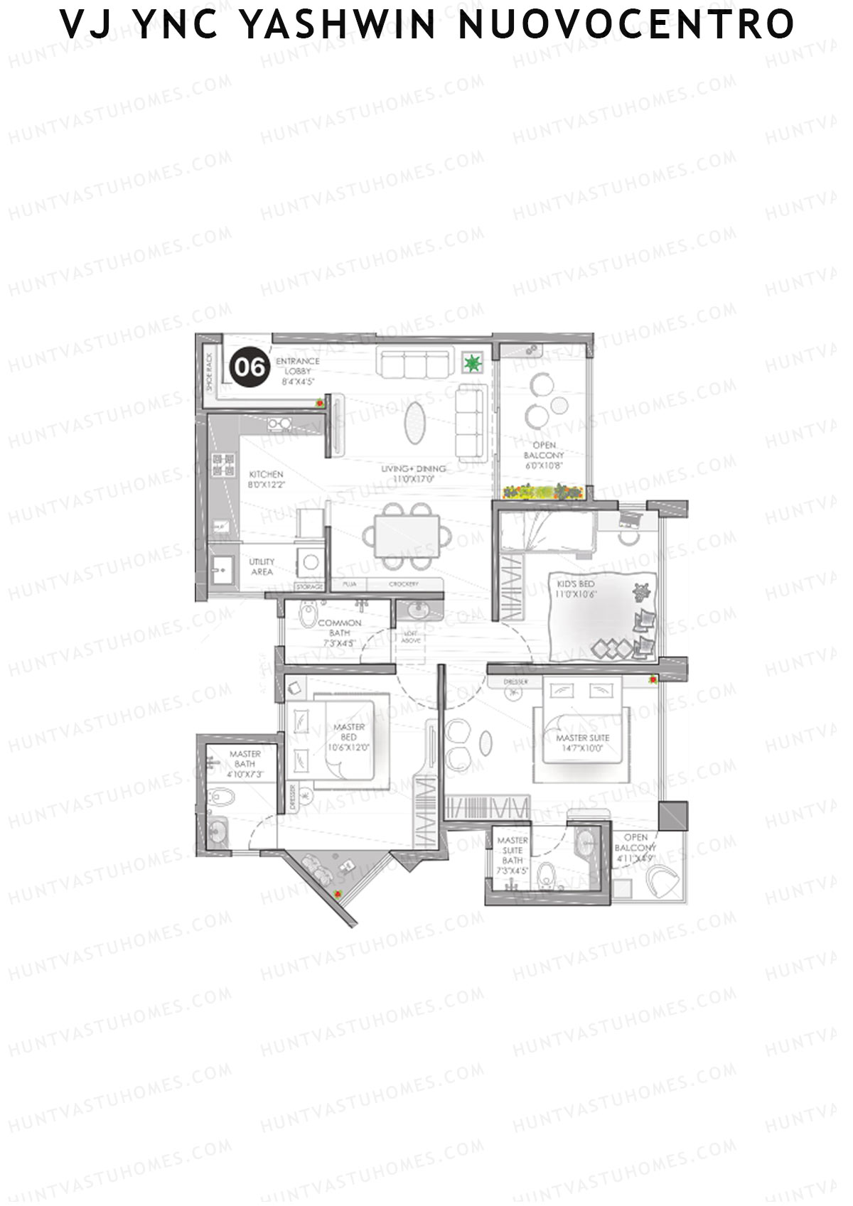VJ YNC Yashwin Nuovocentro Wing A Unit 6 Floor Plan