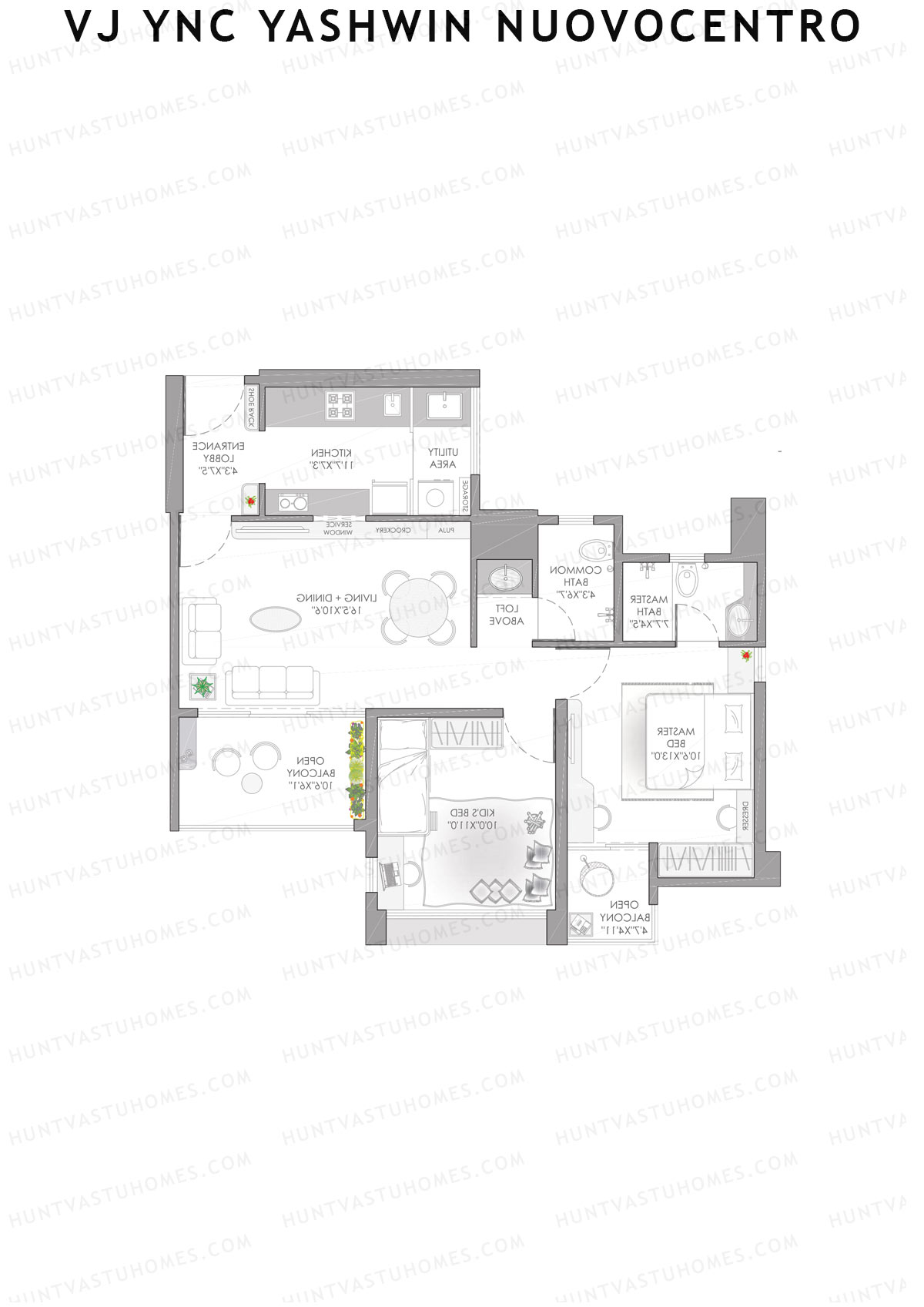 VJ YNC Yashwin Nuovocentro Wing B Unit 1 Floor Plan