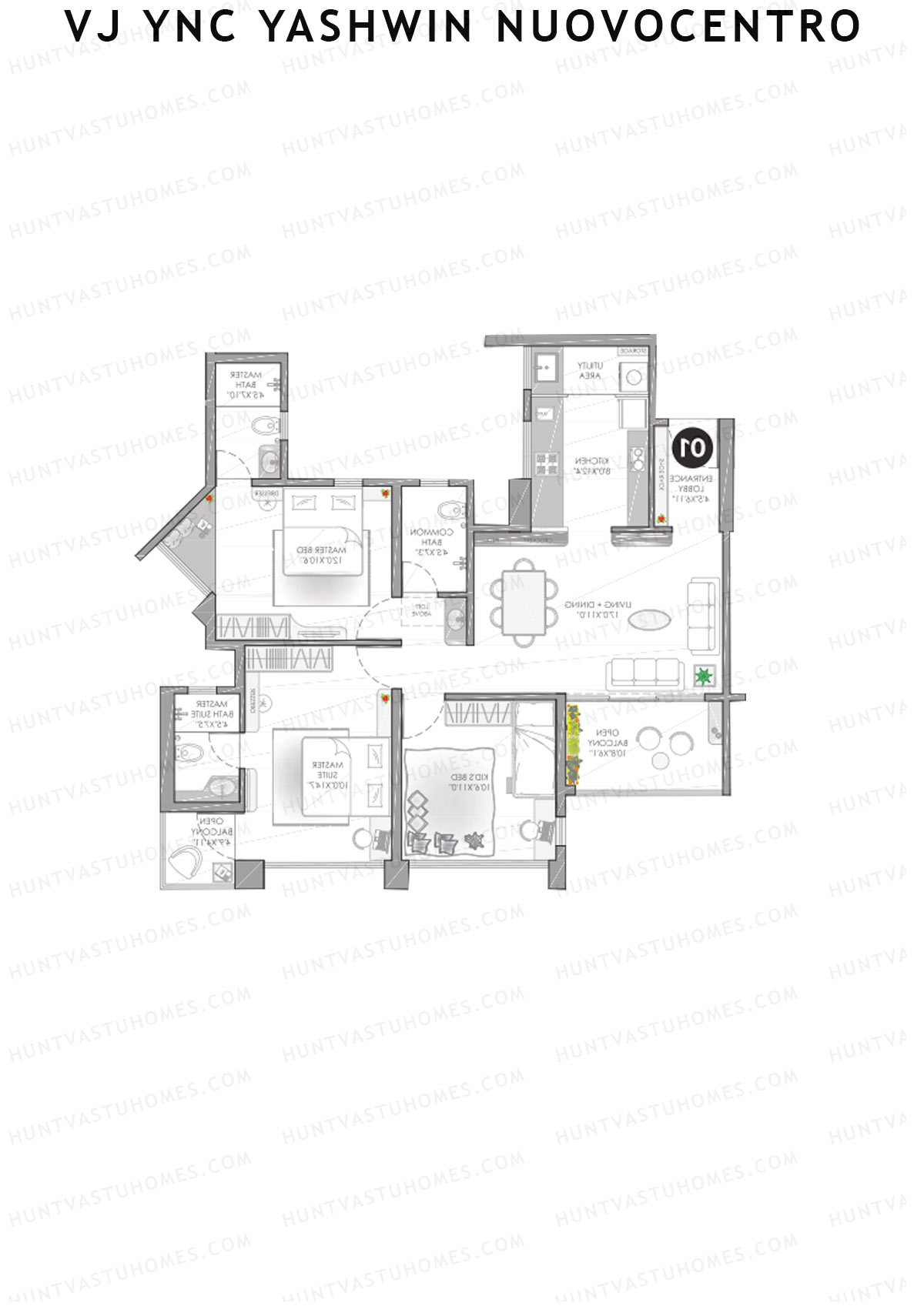 VJ YNC Yashwin Nuovocentro Wing B Unit 2 Floor Plan