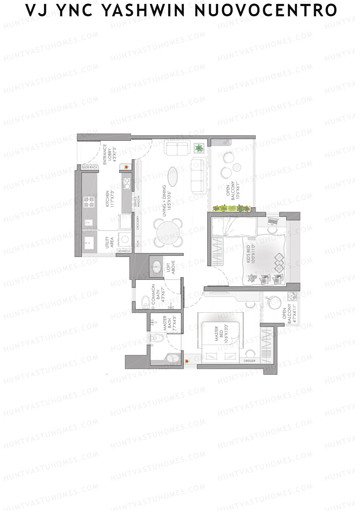 VJ YNC Yashwin Nuovocentro Wing B Unit 5 Floor Plan