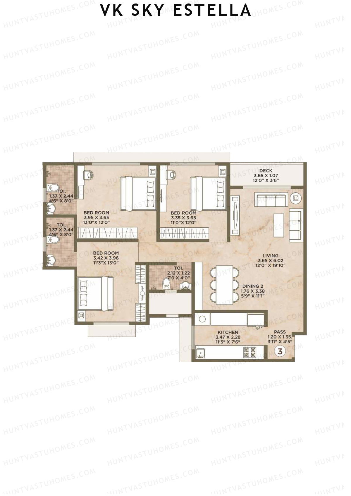 VK Sky Estella Tower 1 Unit 3 Floor Plan