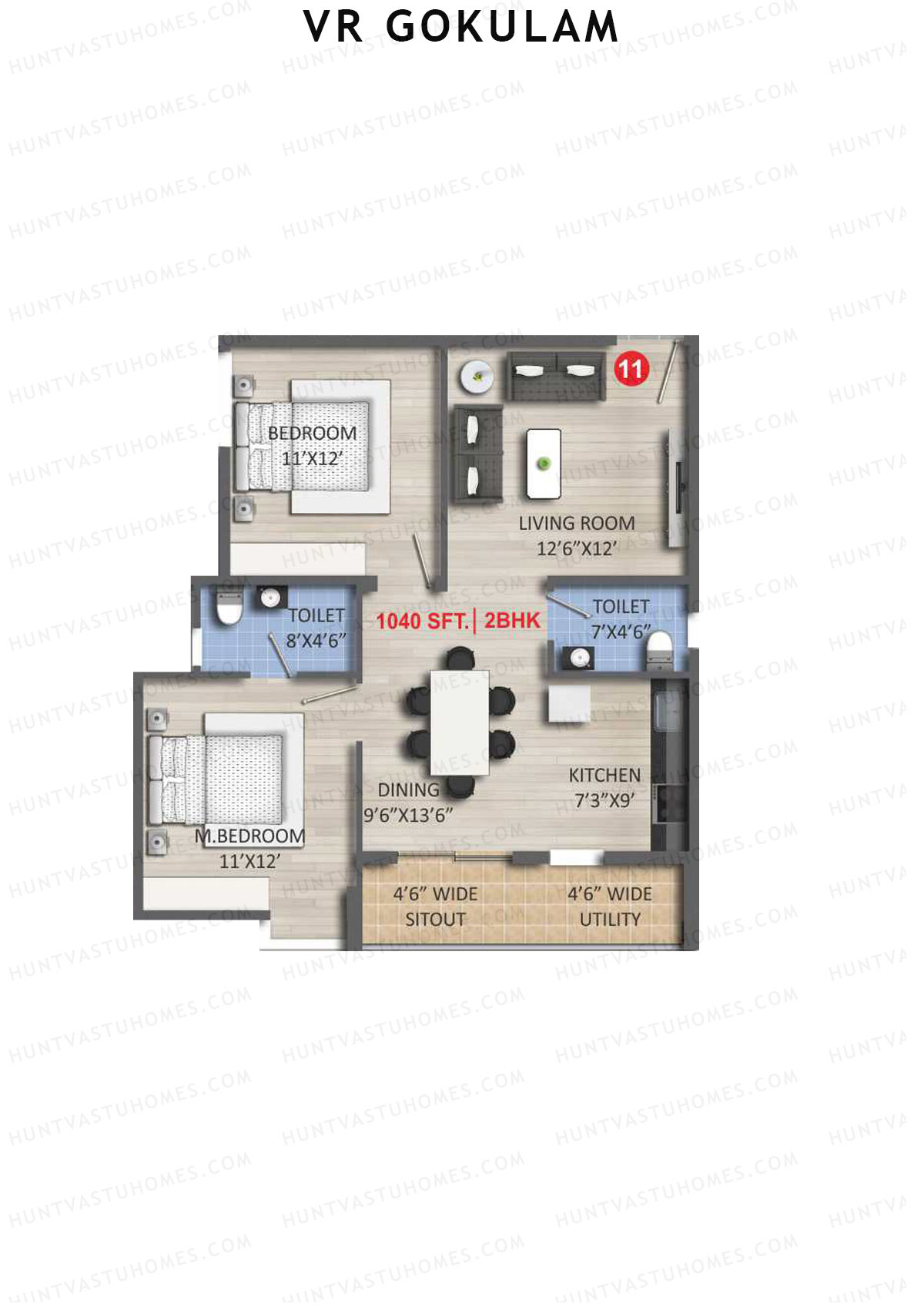 VR Gokulam Block A Unit 11 Floor Plan