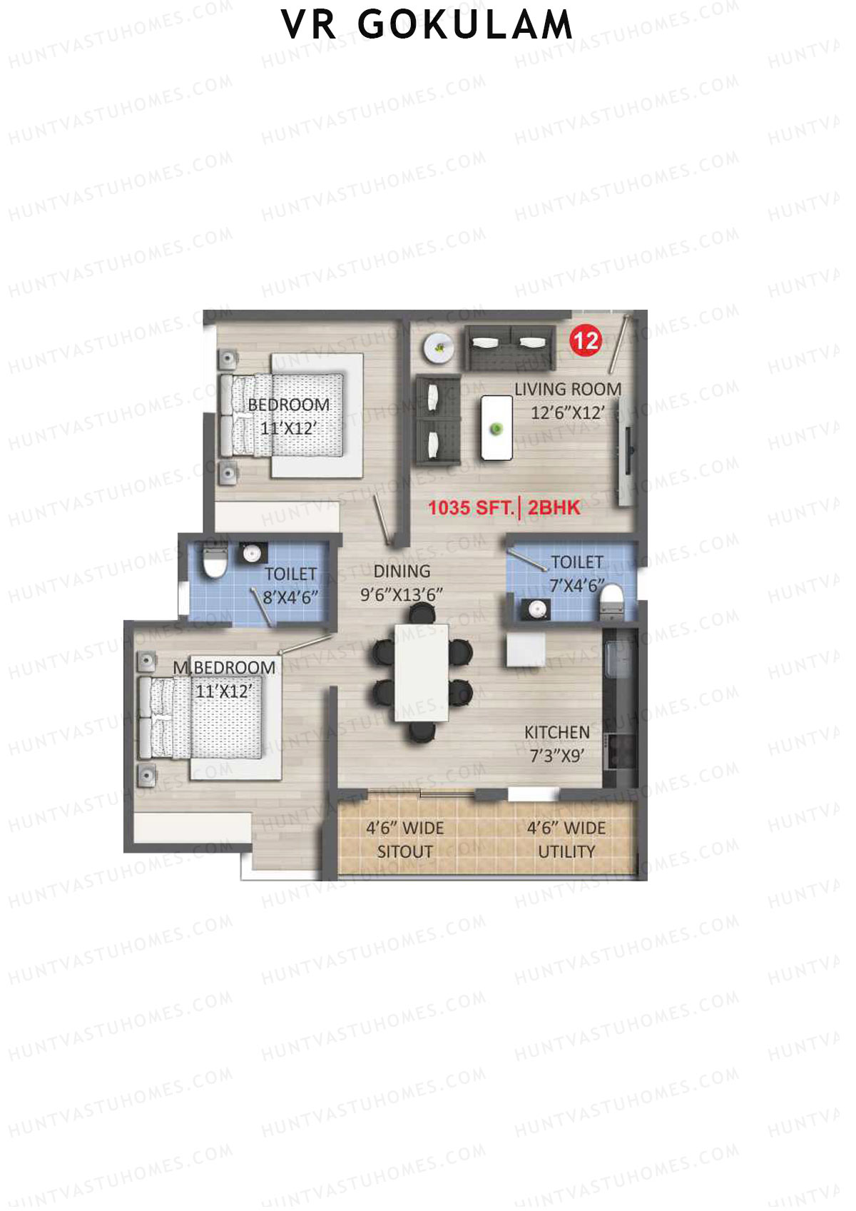 VR Gokulam Block A Unit 12 Floor Plan