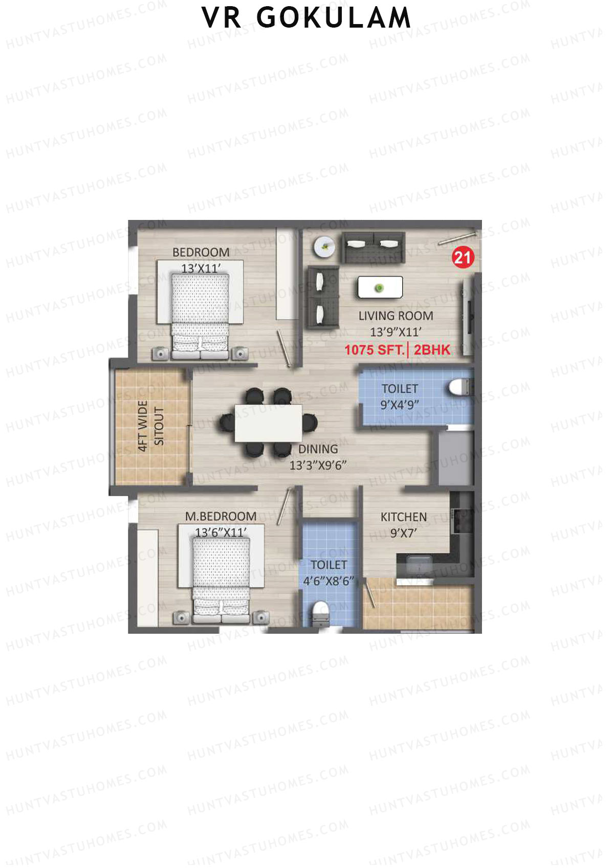 VR Gokulam Block A Unit 21 Floor Plan