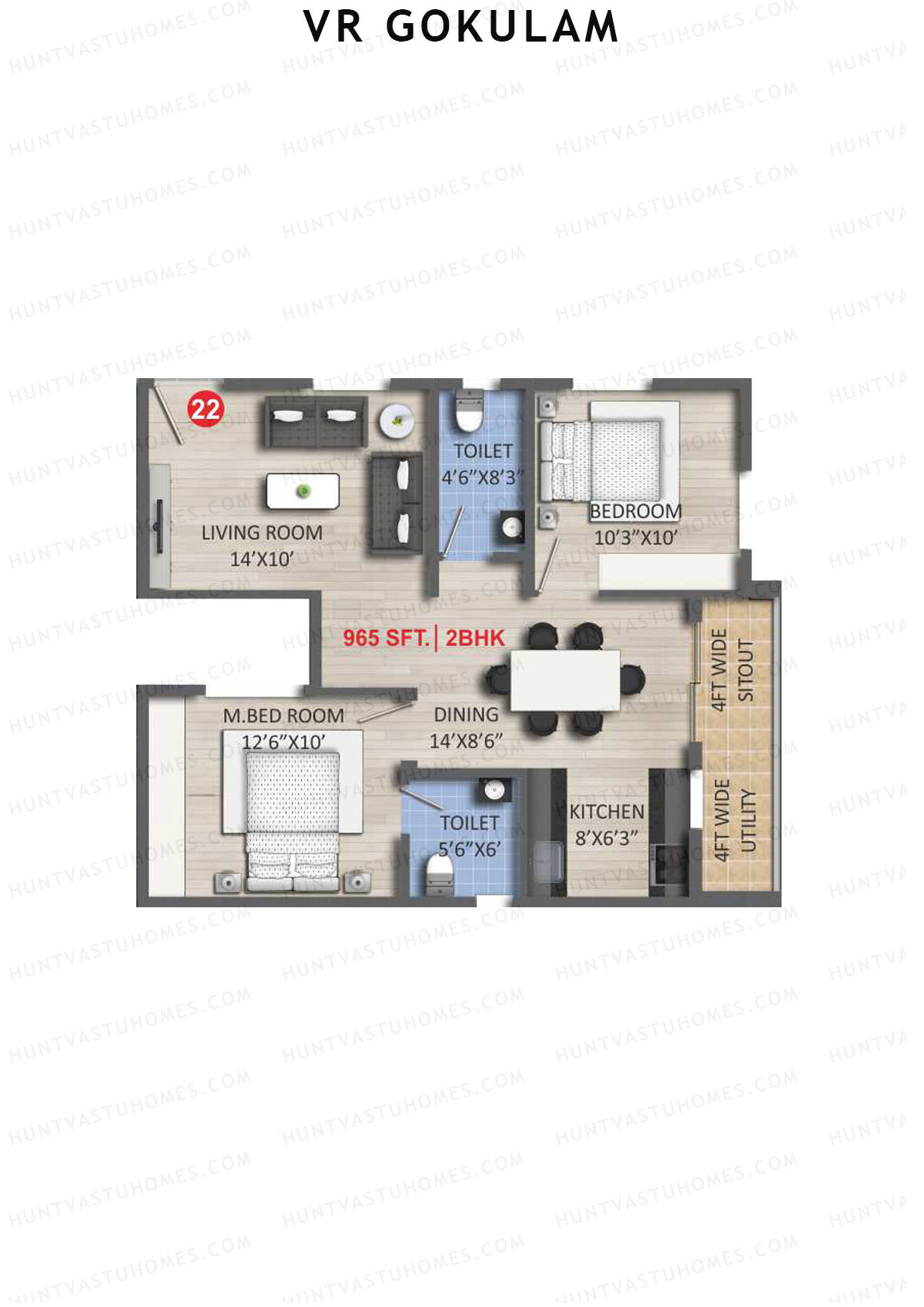 VR Gokulam Block A Unit 22 Floor Plan
