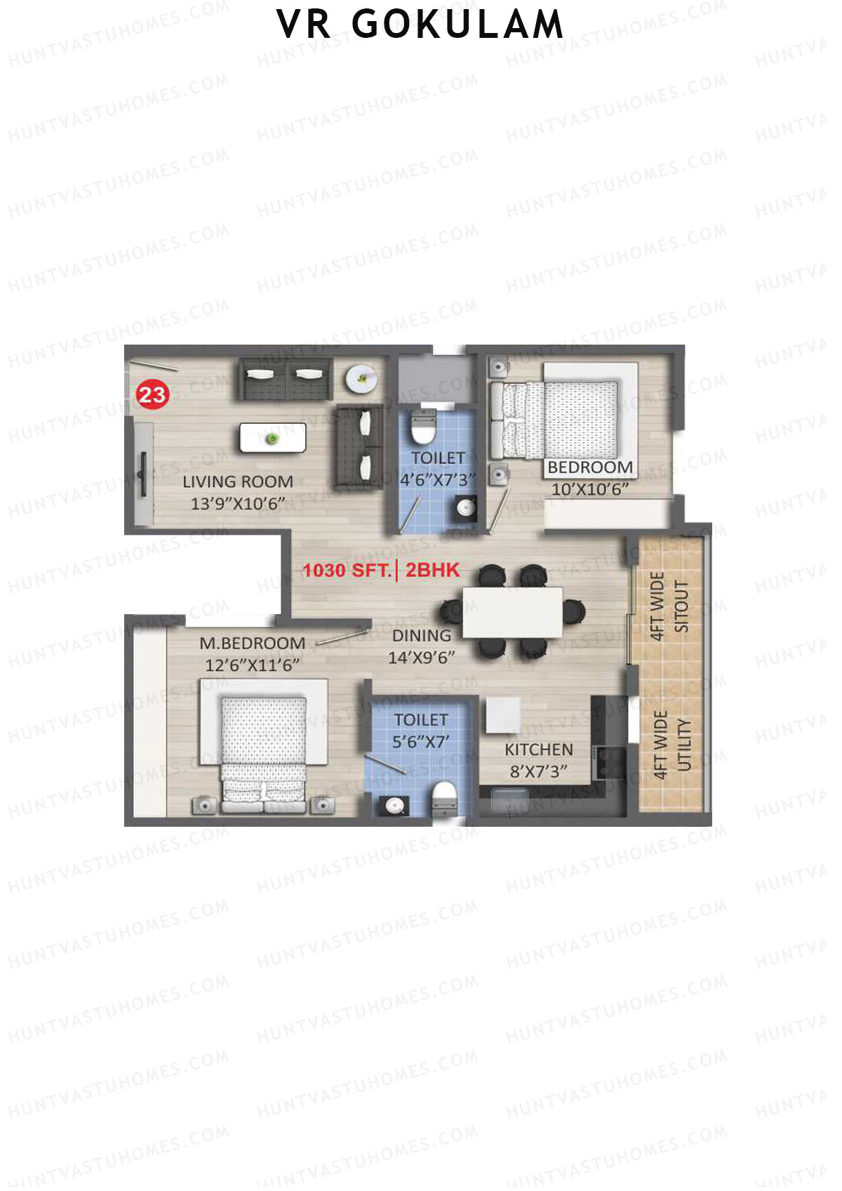 VR Gokulam Block A Unit 23 Floor Plan