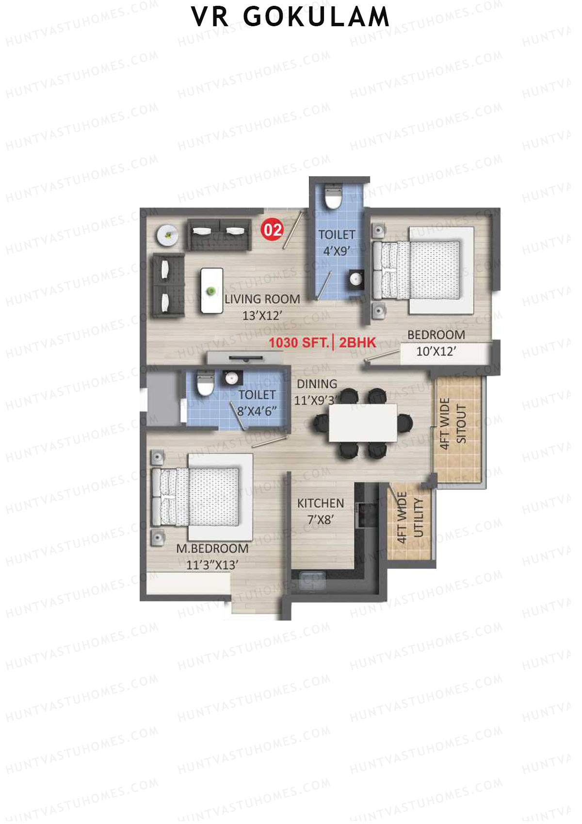 VR Gokulam Block B Unit 2 Floor Plan