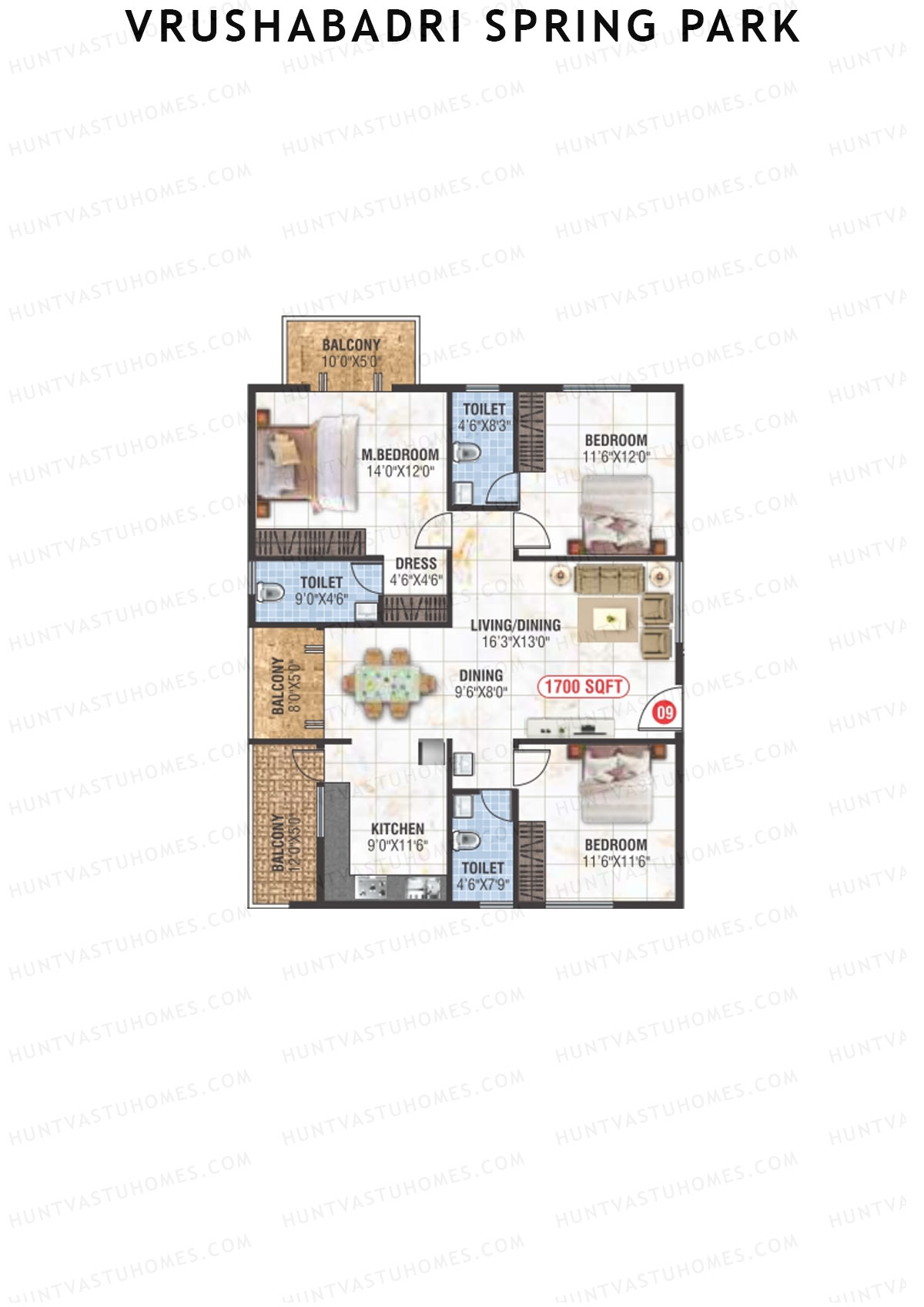 Vrushabadri Spring Park Block B Unit 9 Floor Plan