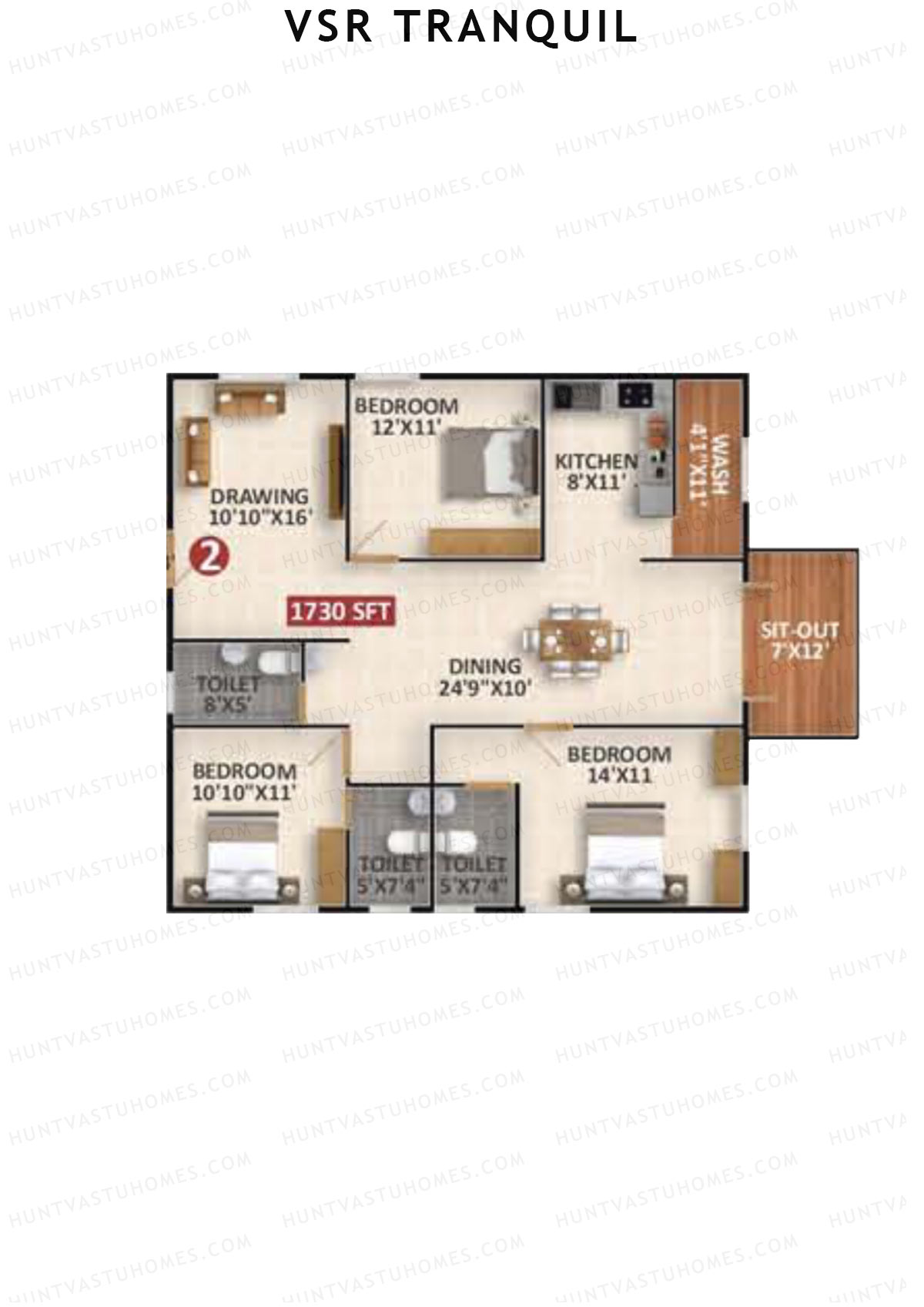 VSR Tranquil Wing A Unit 2 Floor Plan