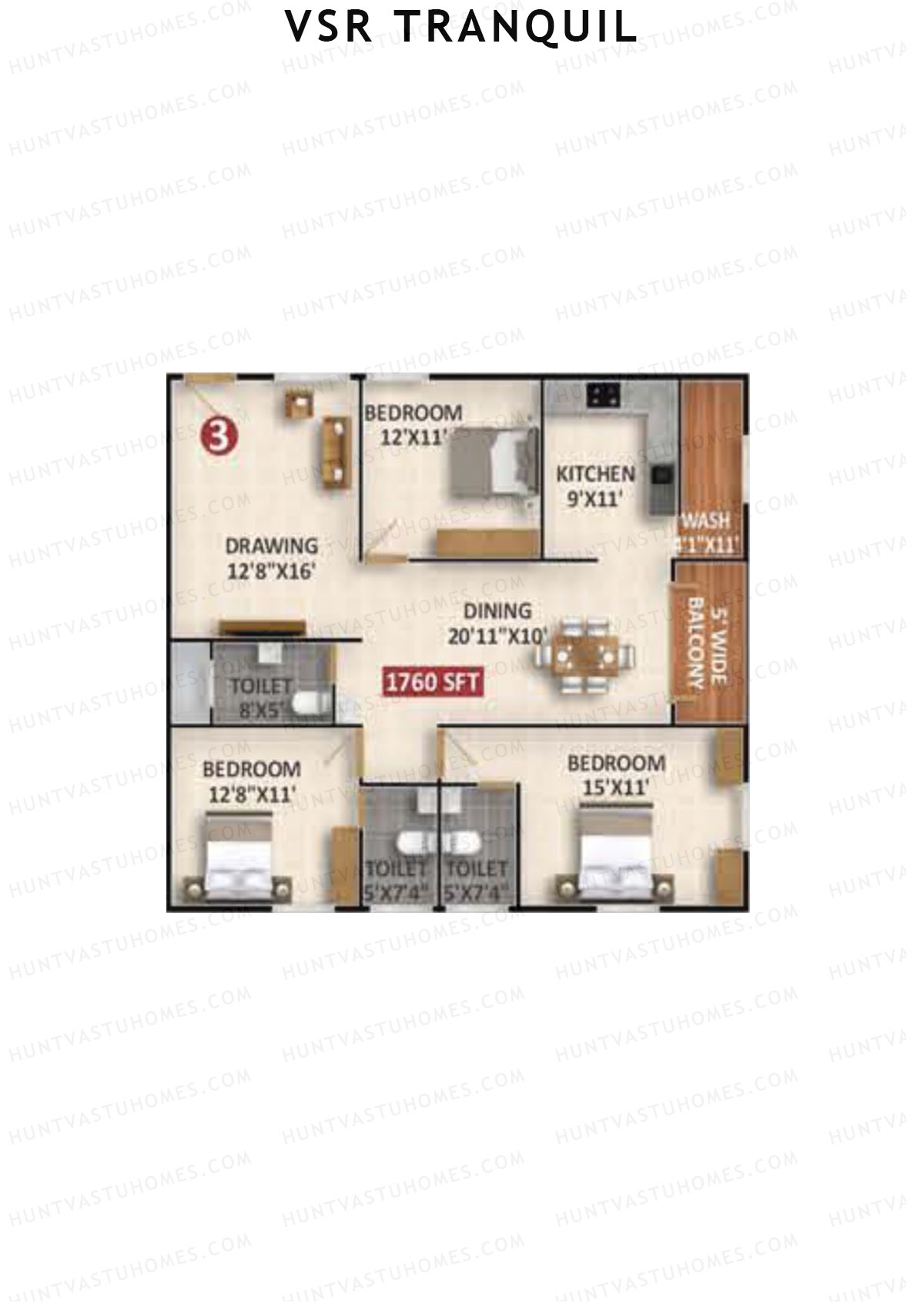 VSR Tranquil Wing A Unit 3 Floor Plan