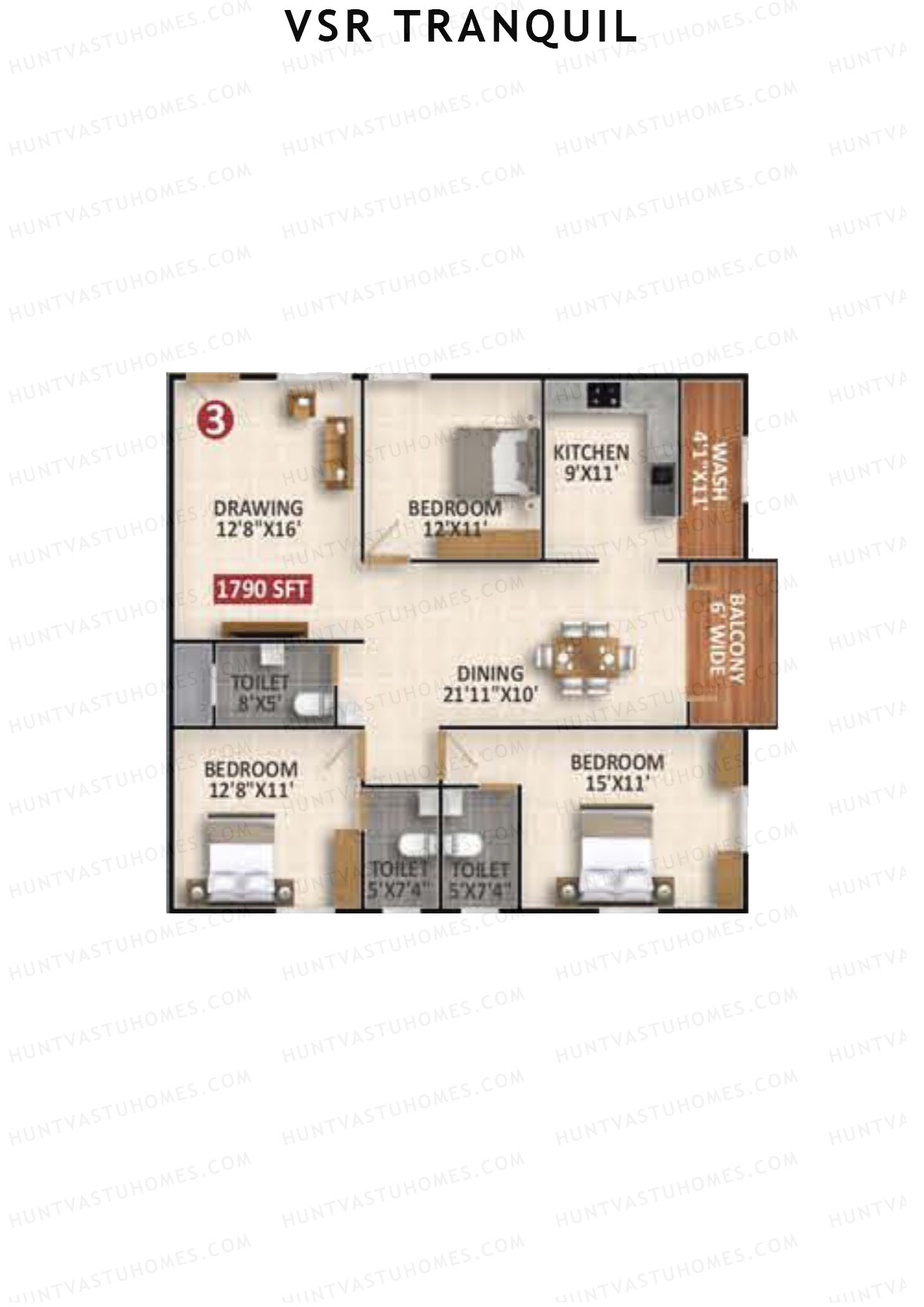 VSR Tranquil Wing A Unit 3 Floor Plan