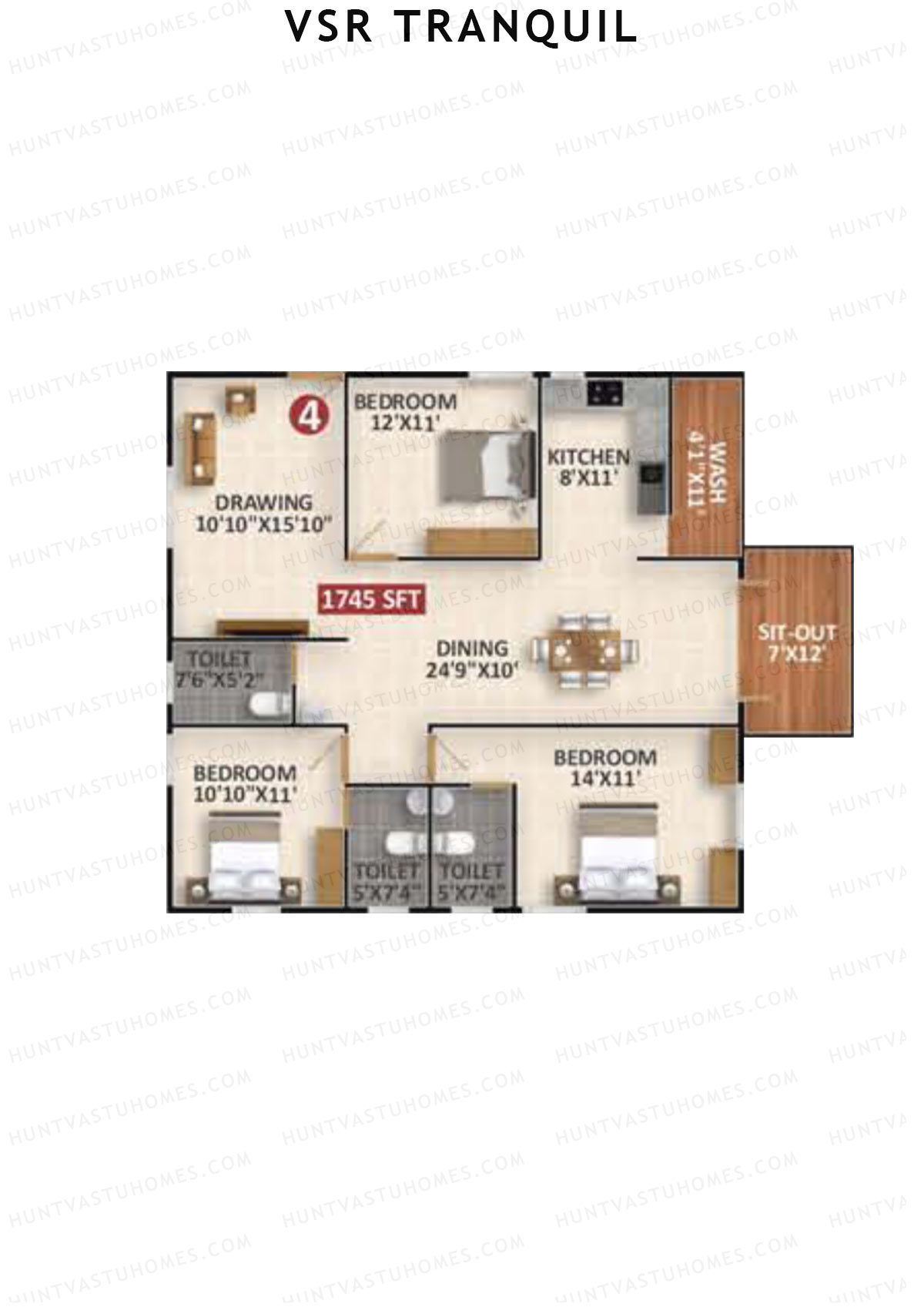 VSR Tranquil Wing A Unit 4 Floor Plan