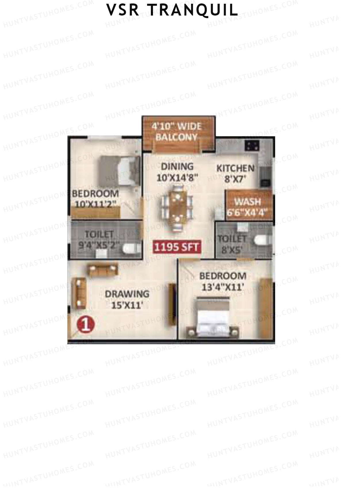 VSR Tranquil Wing B Unit 1 Floor Plan