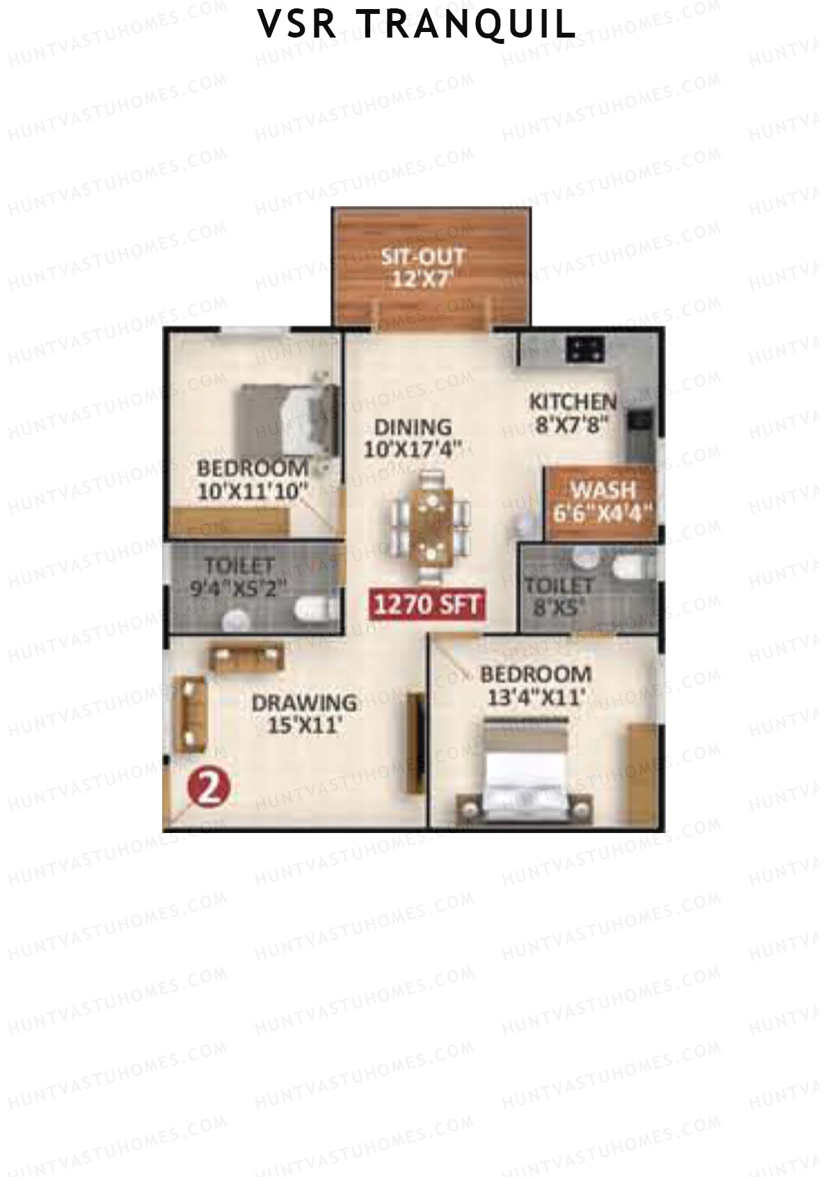 VSR Tranquil Wing B Unit 2 Floor Plan