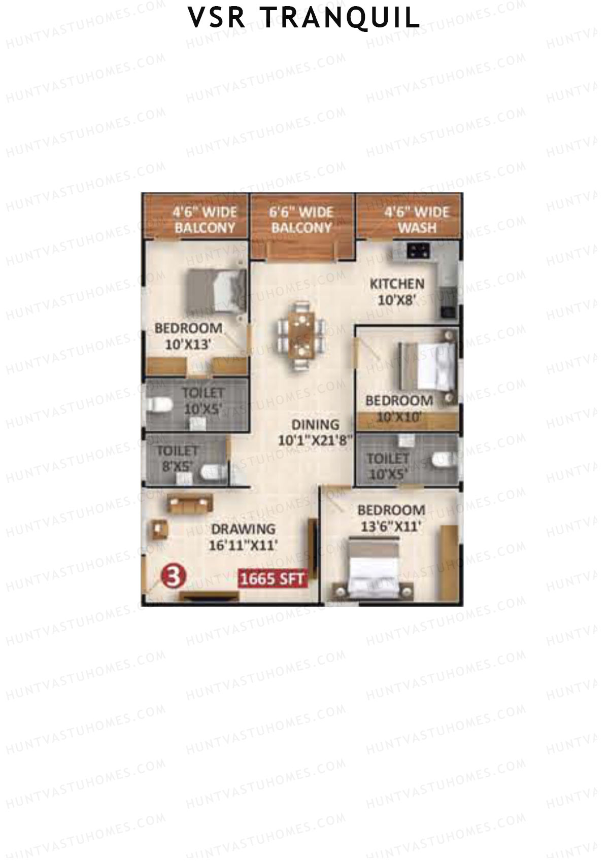 VSR Tranquil Wing B Unit 3 Floor Plan