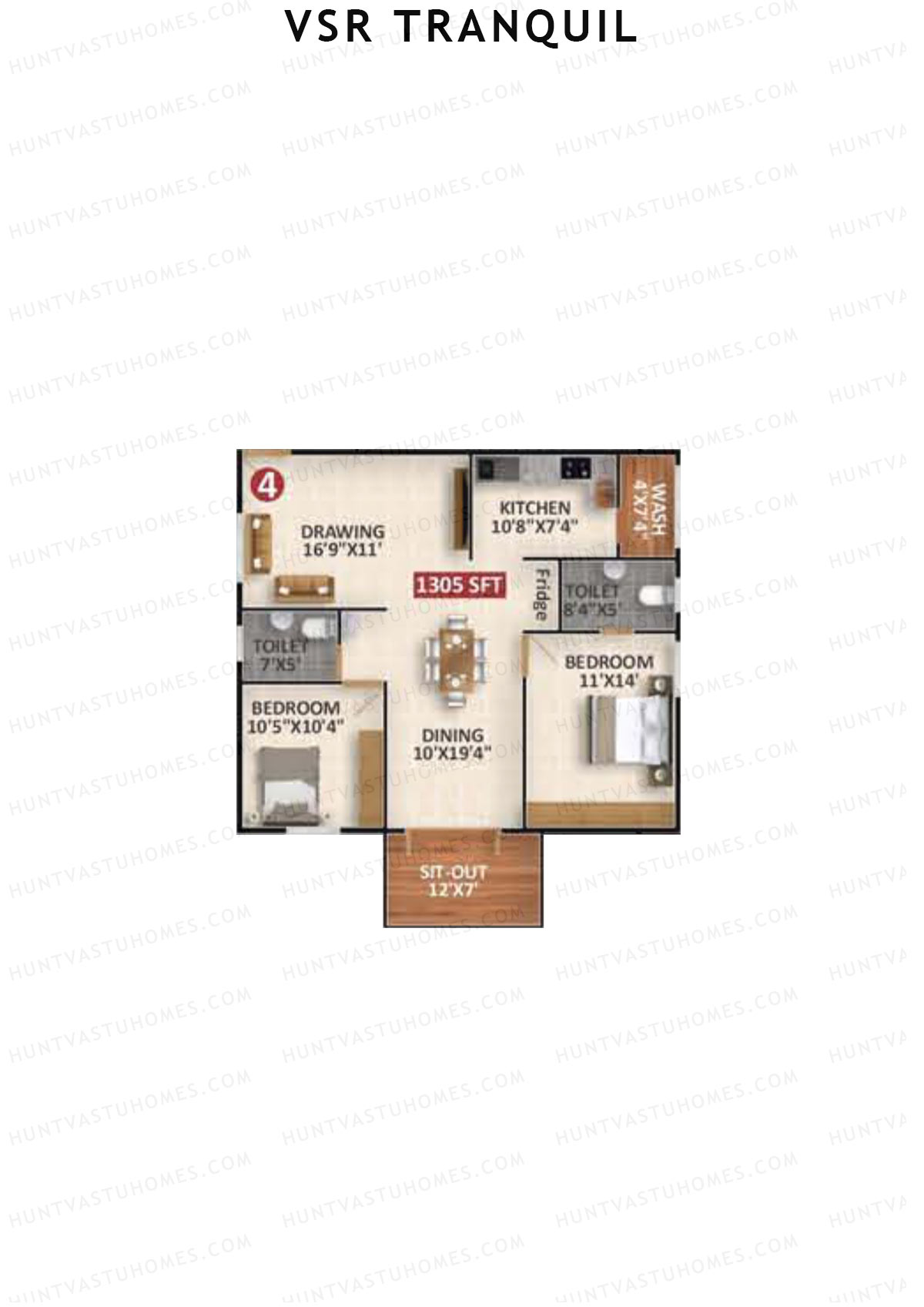 VSR Tranquil Wing B Unit 4 Floor Plan