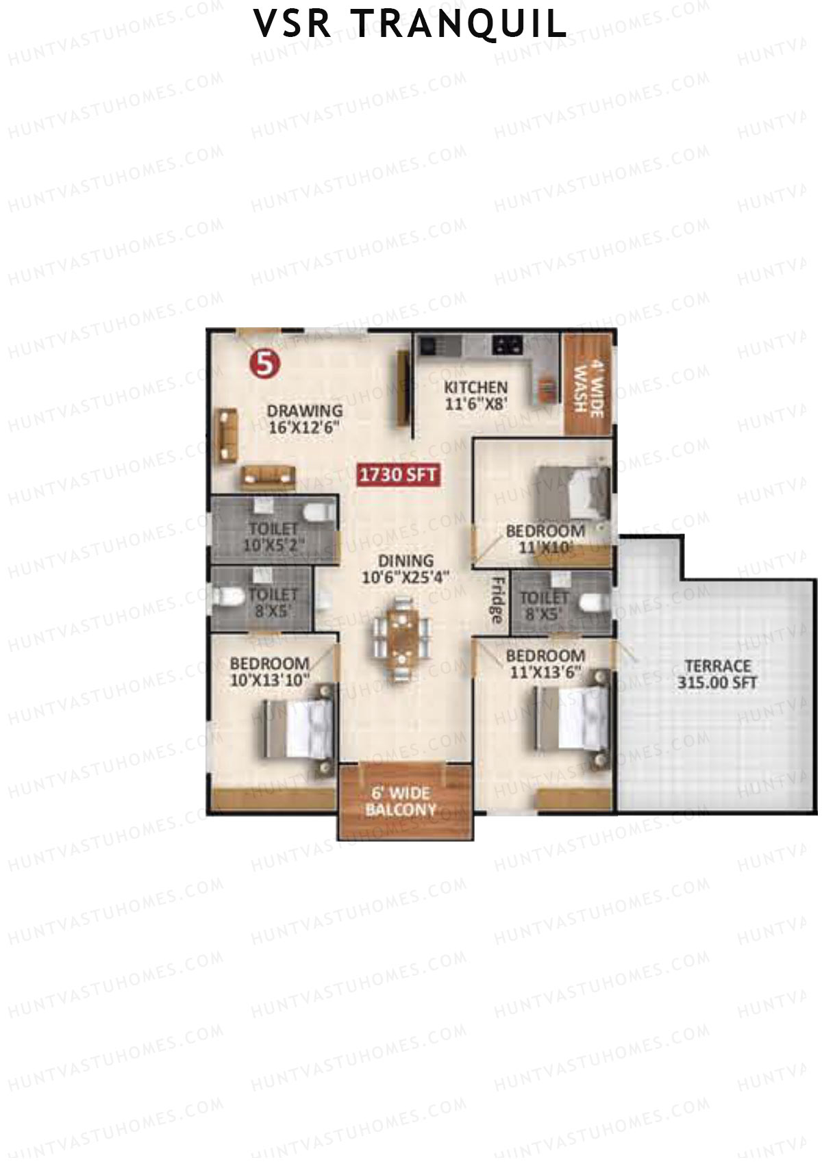 VSR Tranquil Wing B Unit 5 Floor Plan
