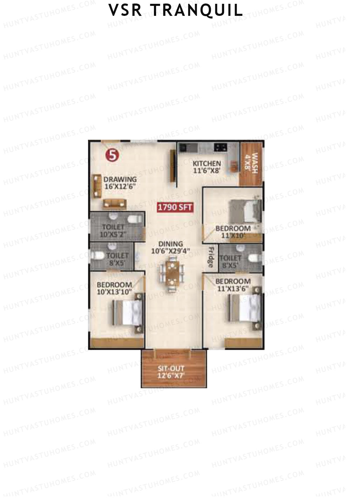 VSR Tranquil Wing B Unit 5 Floor Plan