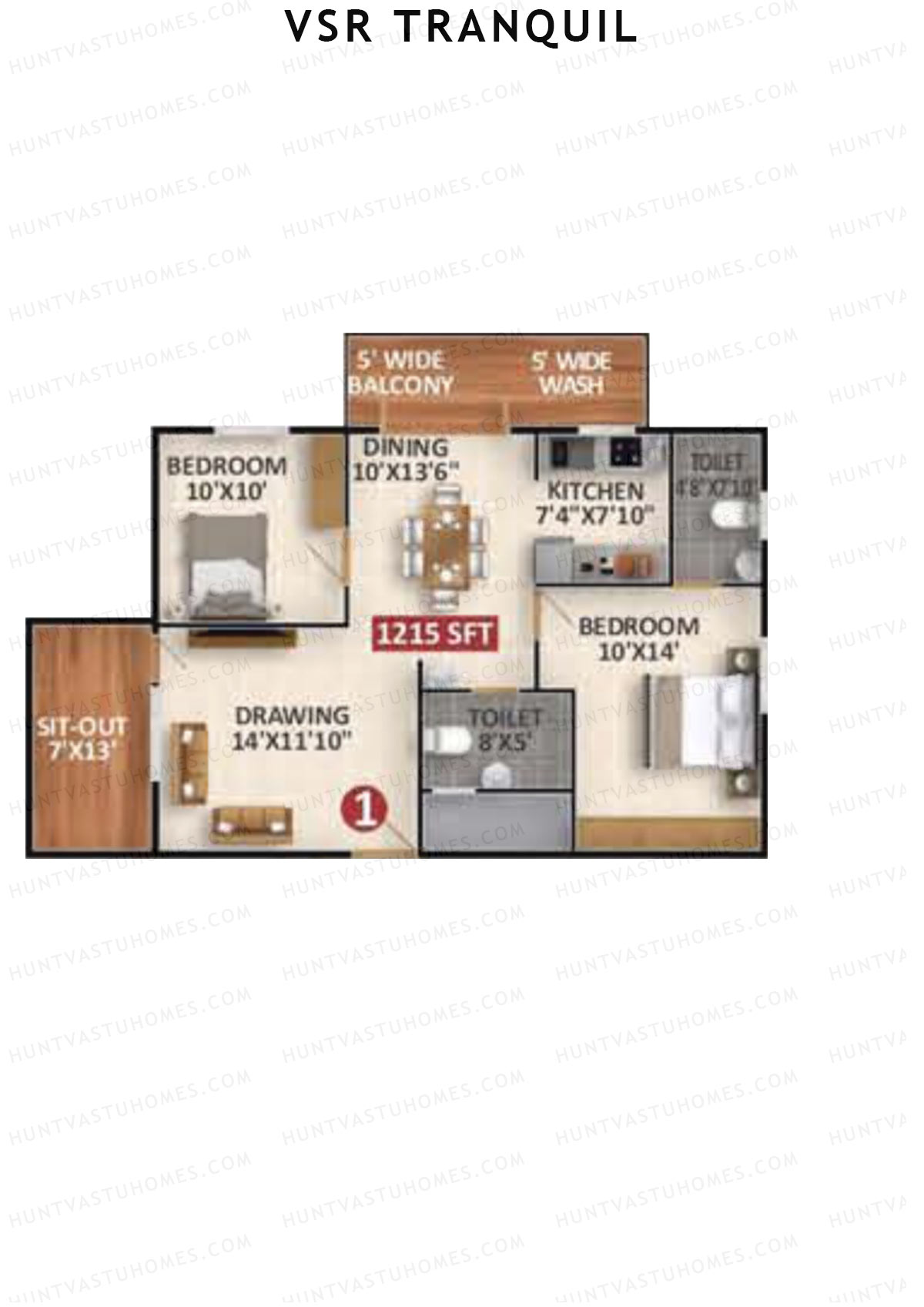 VSR Tranquil Wing C Unit 1 Floor Plan