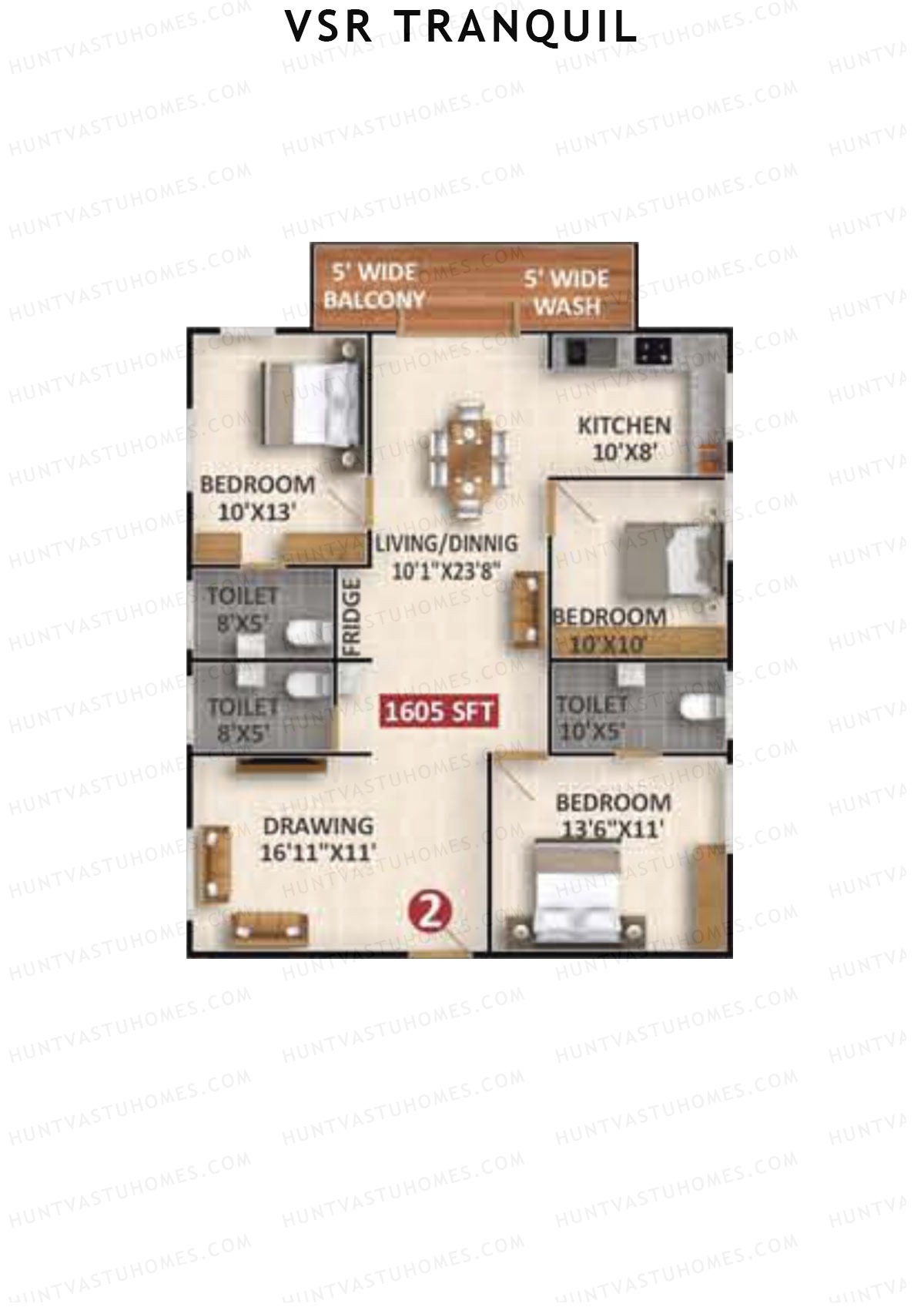 VSR Tranquil Wing C Unit 2 Floor Plan