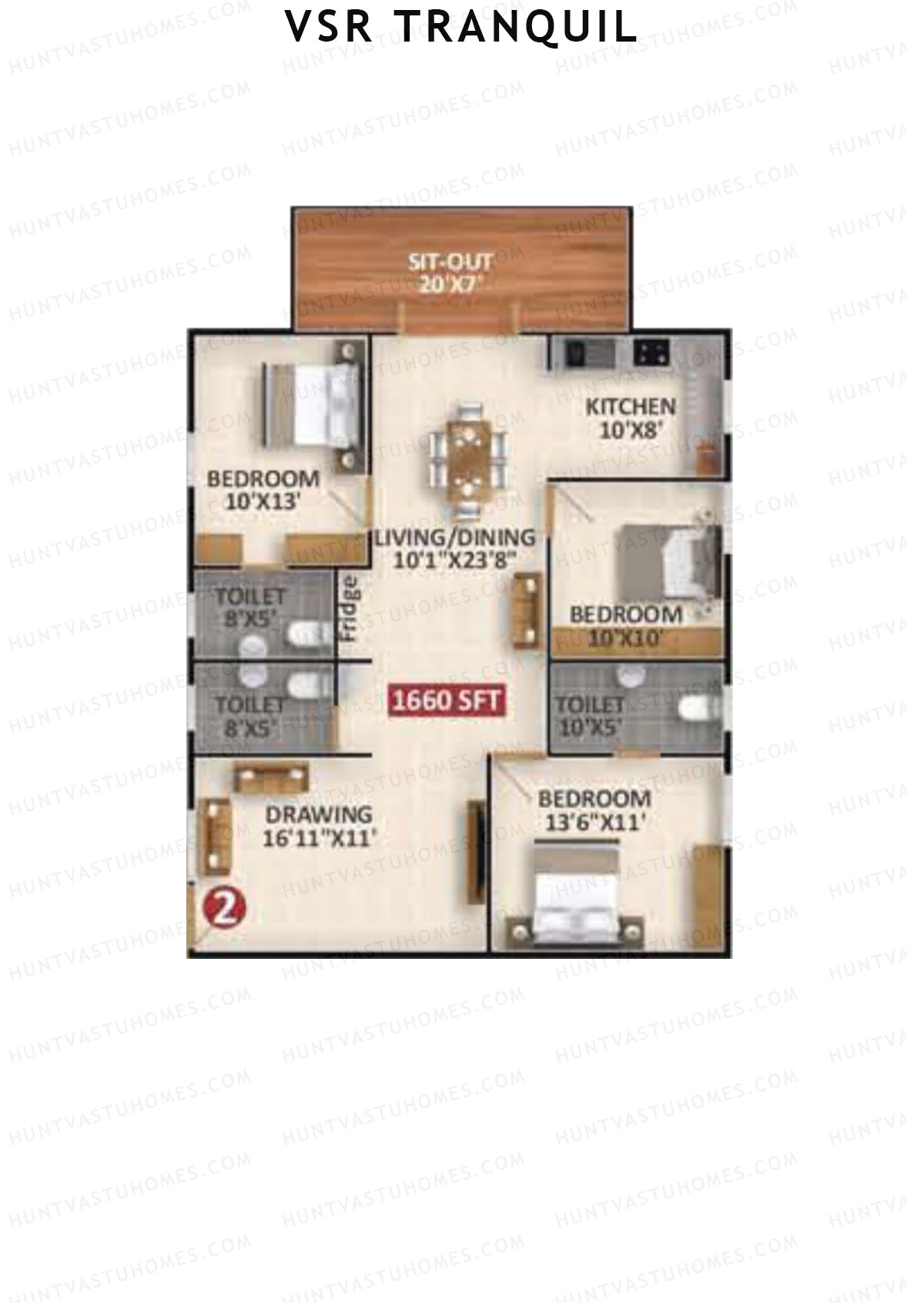 VSR Tranquil Wing C Unit 2 Floor Plan