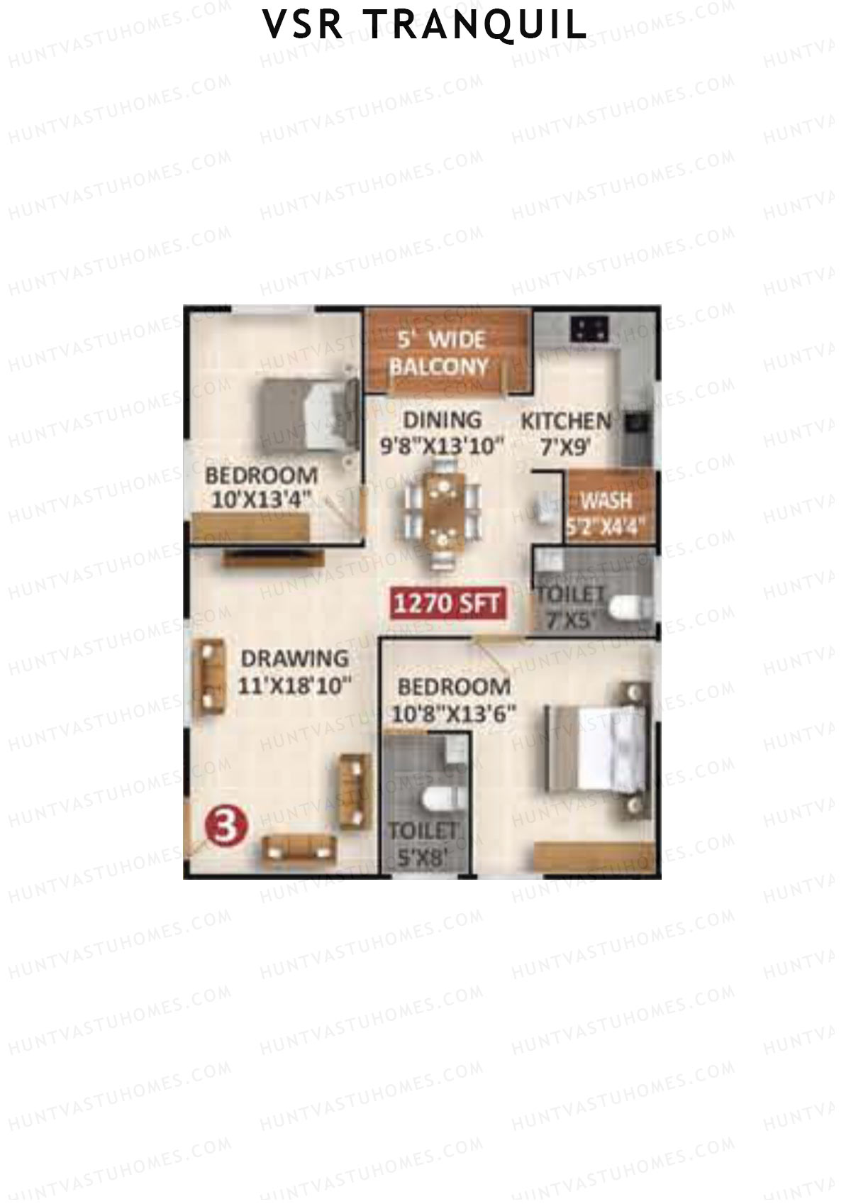 VSR Tranquil Wing C Unit 3 Floor Plan