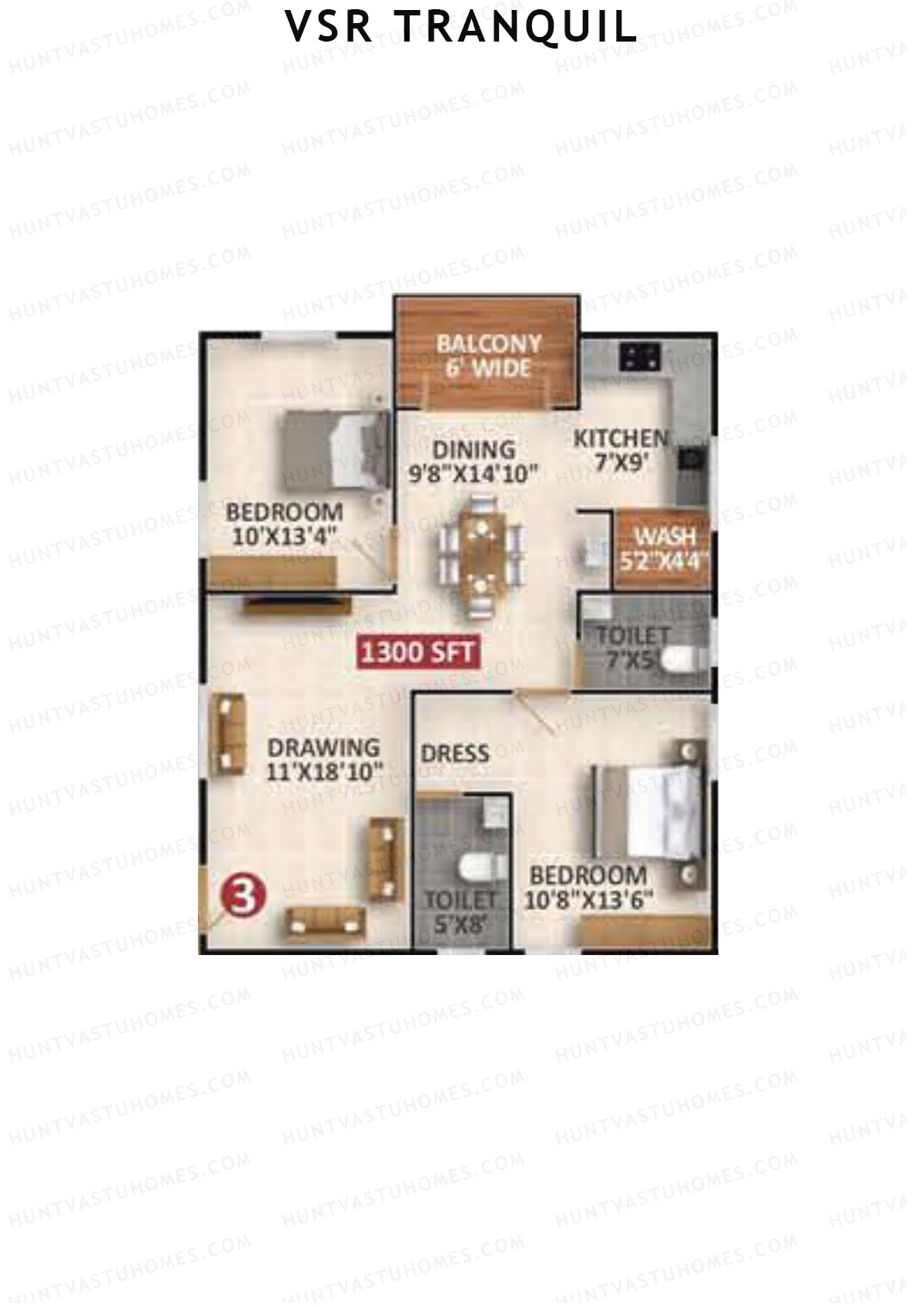 VSR Tranquil Wing C Unit 3 Floor Plan