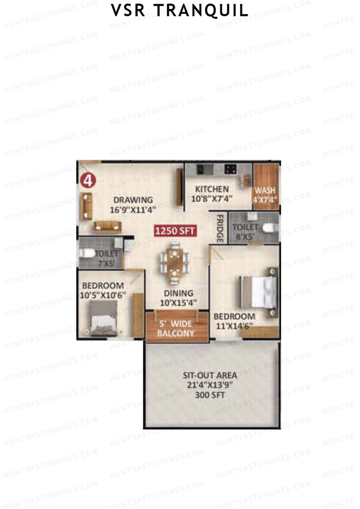 VSR Tranquil Wing C Unit 4 Floor Plan