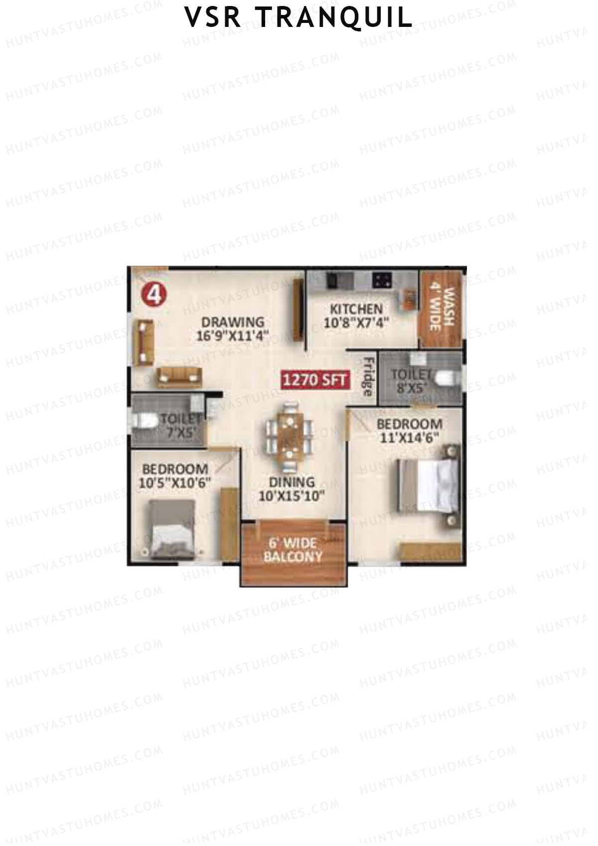 VSR Tranquil Wing C Unit 4 Floor Plan