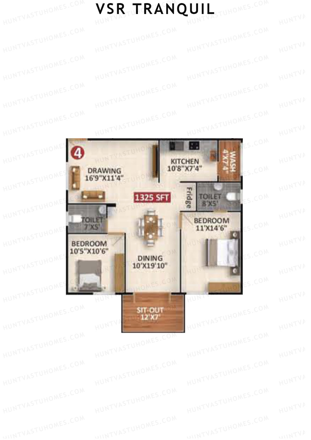 VSR Tranquil Wing C Unit 4 Floor Plan