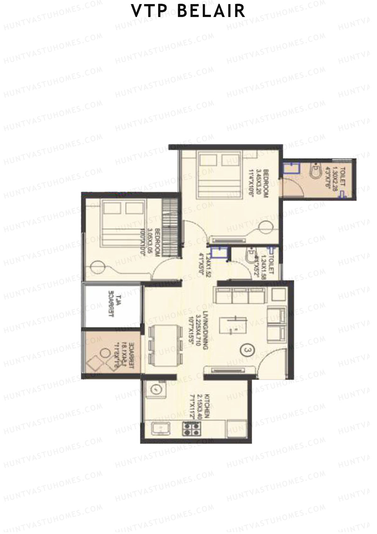 VTP Belair Tower C1 Unit 3 Floor Plan