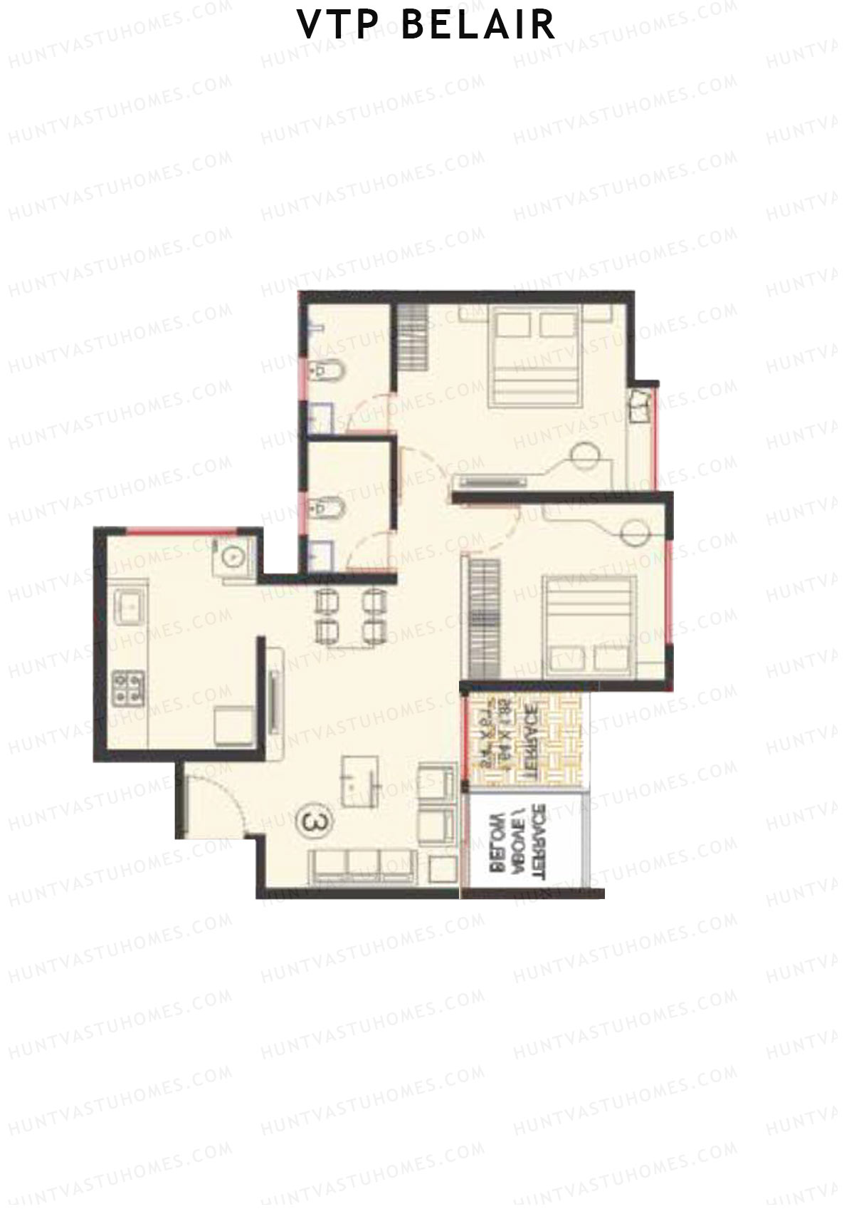 VTP Belair Tower E Unit 3 Floor Plan