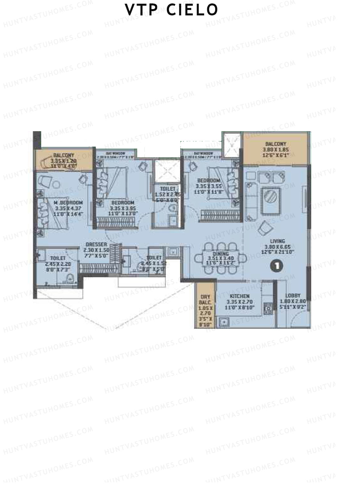 VTP Cielo Tower 1 Unit 1 Floor Plan