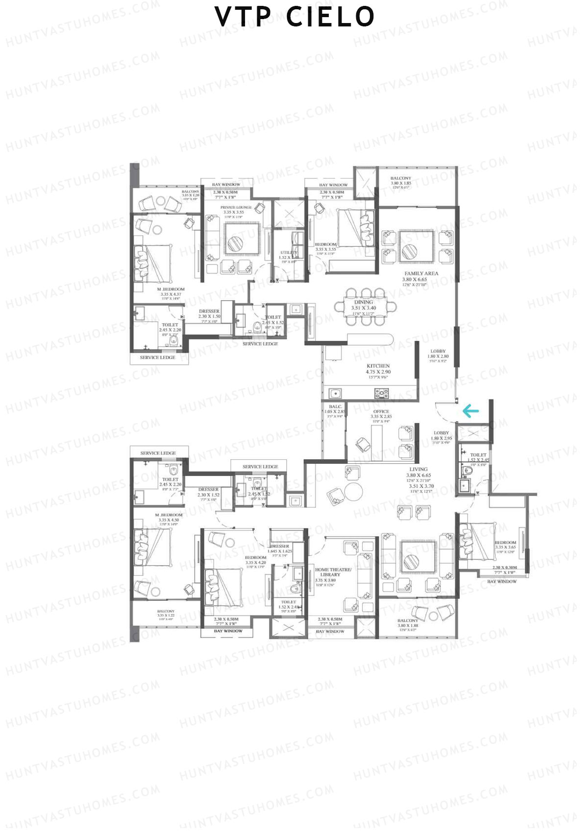 VTP Cielo Tower 1 Unit 1 (Simplex) Floor Plan