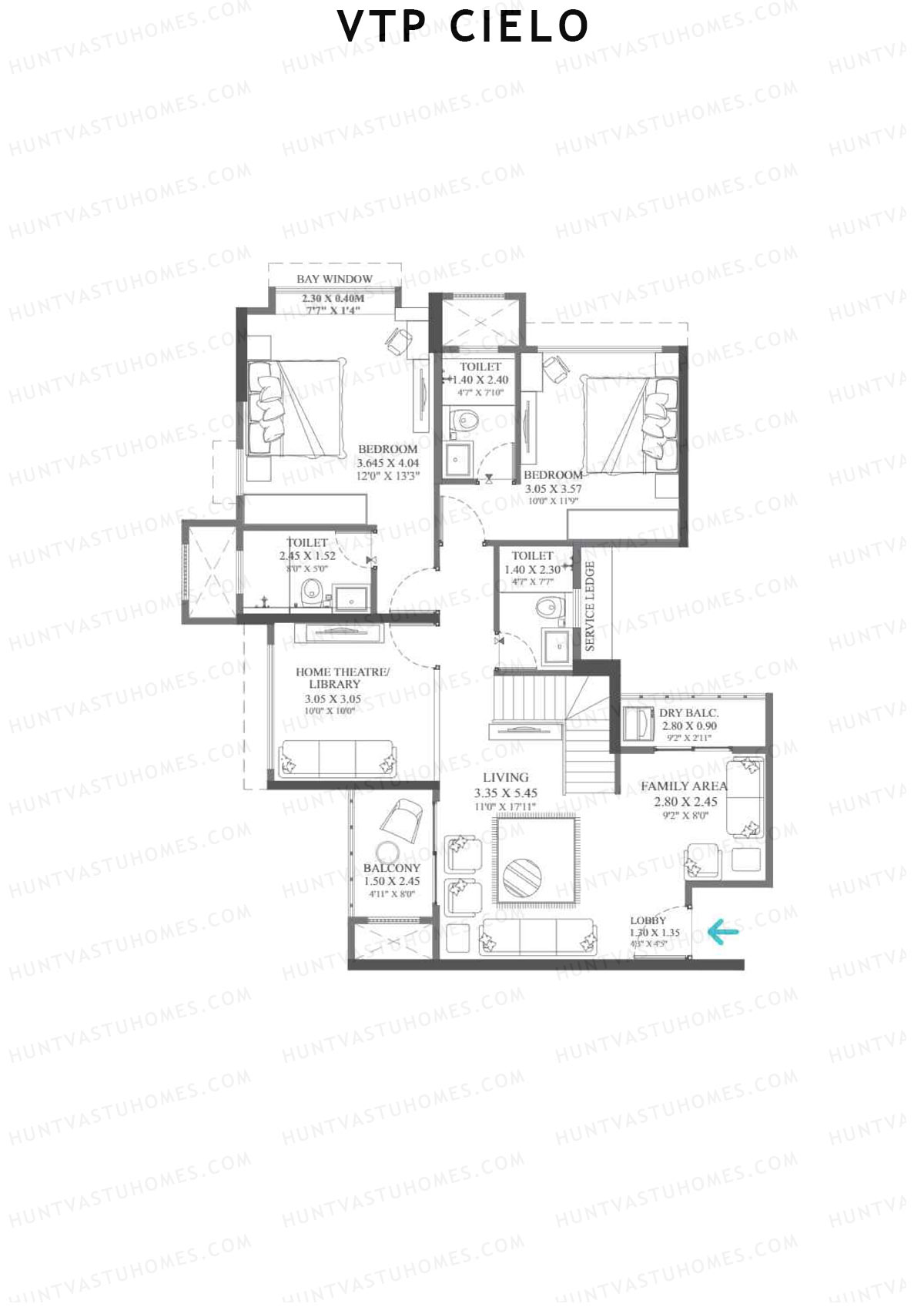 VTP Cielo Tower 1 Unit 2 (Duplex) Floor Plan