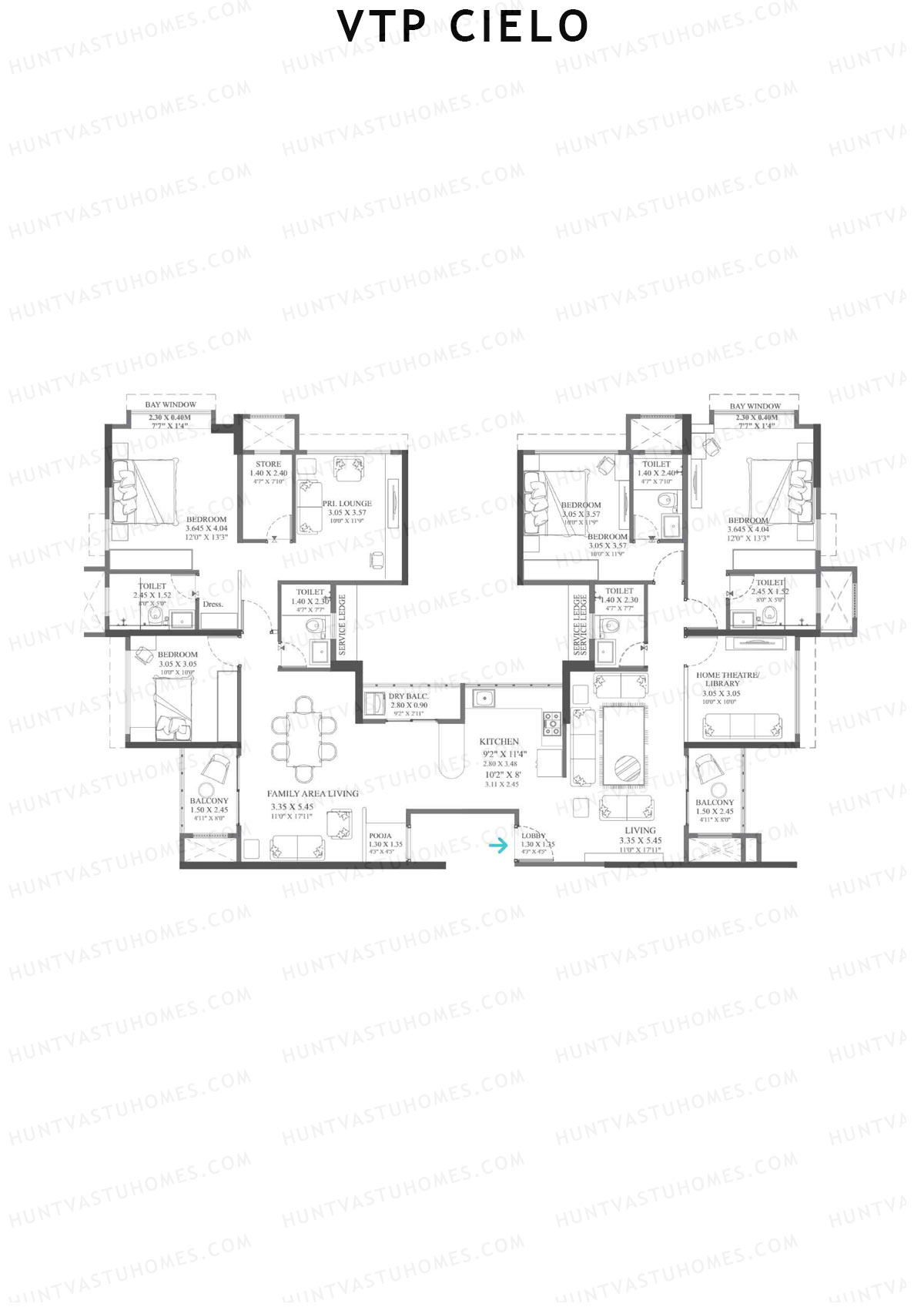 VTP Cielo Tower 1 Unit 2 (Simplex) Floor Plan