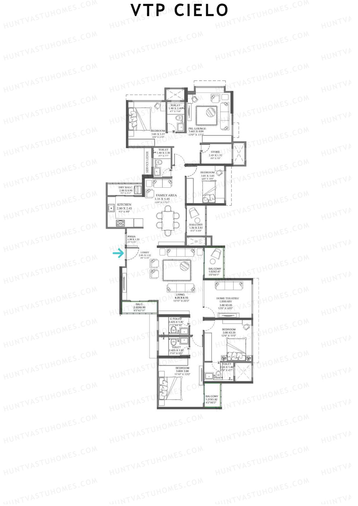 VTP Cielo Tower 1 Unit 3 (Simplex) Floor Plan