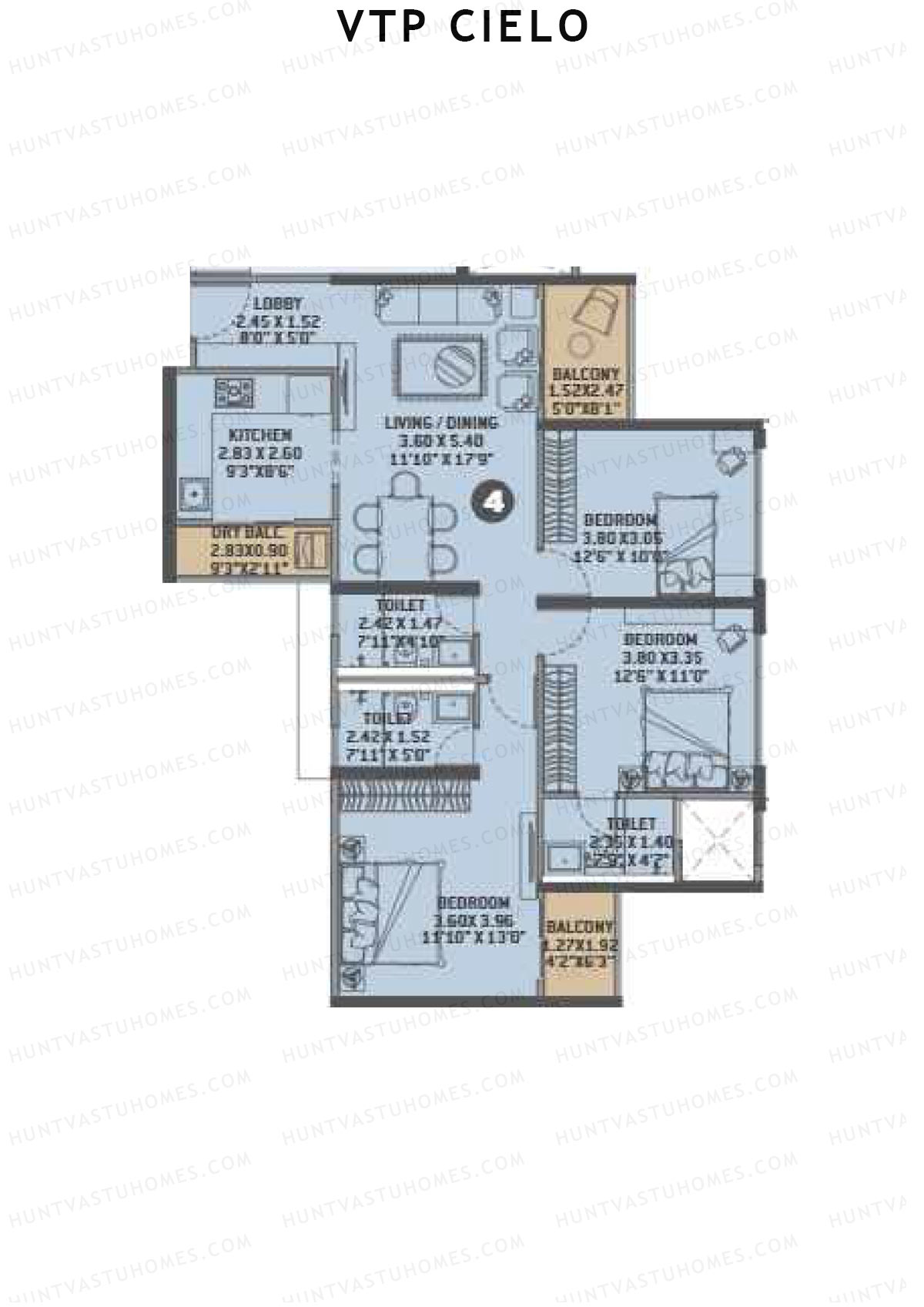 VTP Cielo Tower 1 Unit 4 Floor Plan