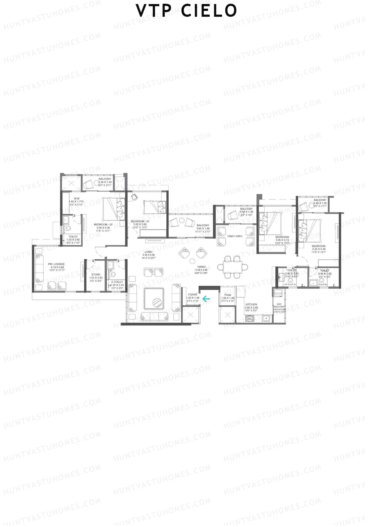 VTP Cielo Tower 2 Unit 1 (Simplex) Floor Plan