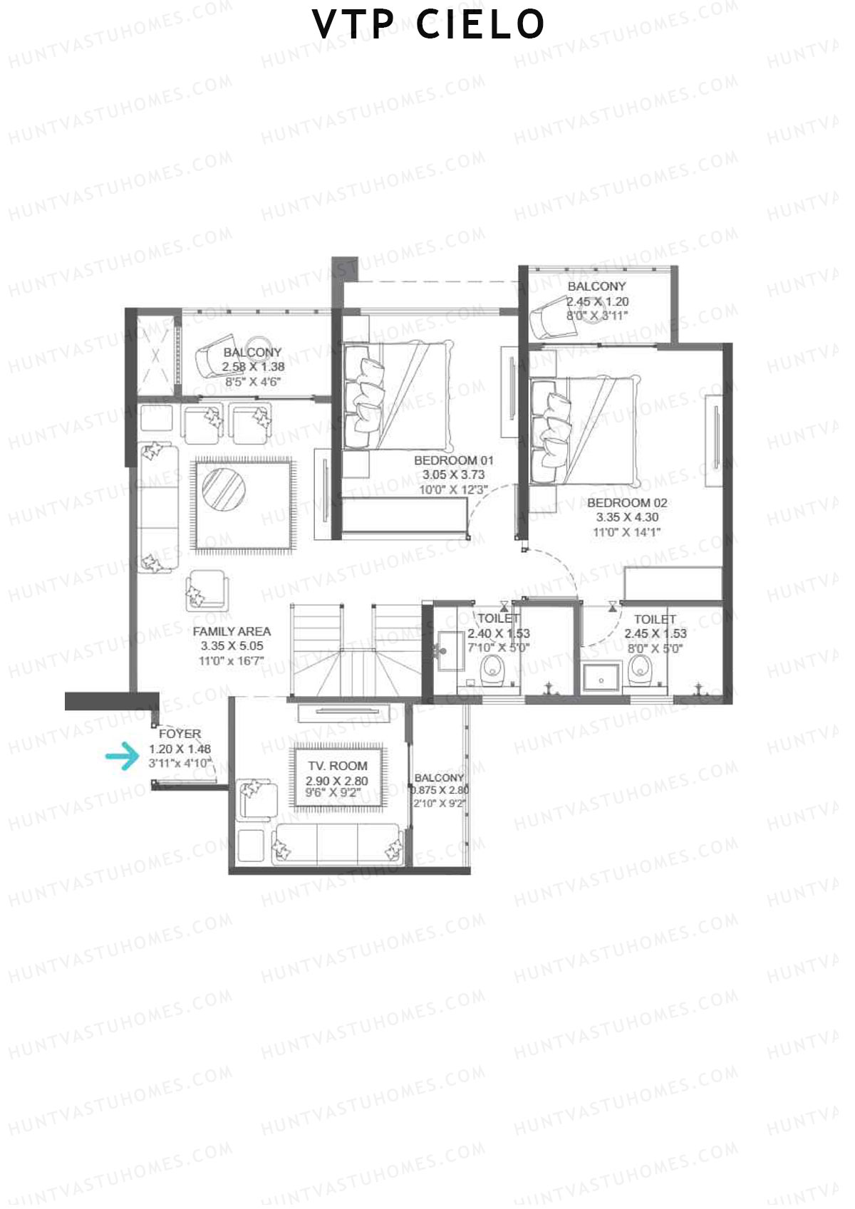 VTP Cielo Tower 2 Unit 2 (Duplex) Floor Plan