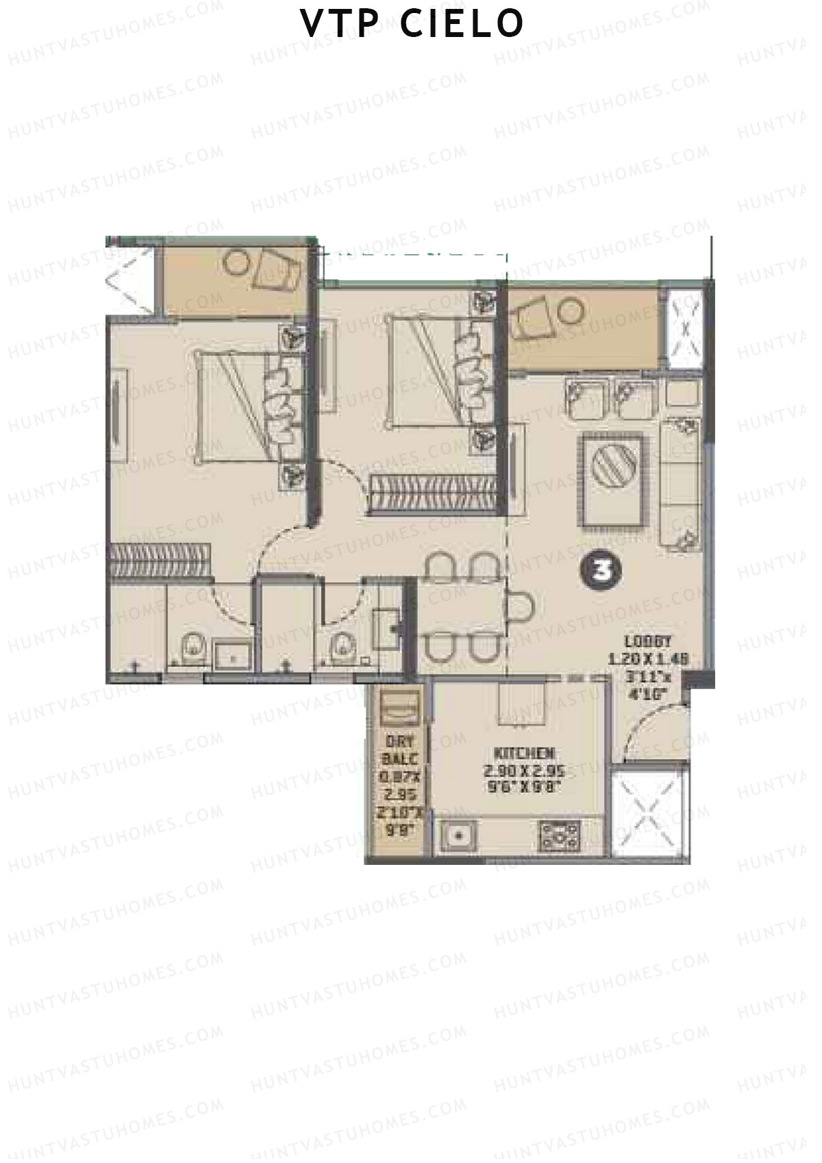 VTP Cielo Tower 2 Unit 3 Floor Plan