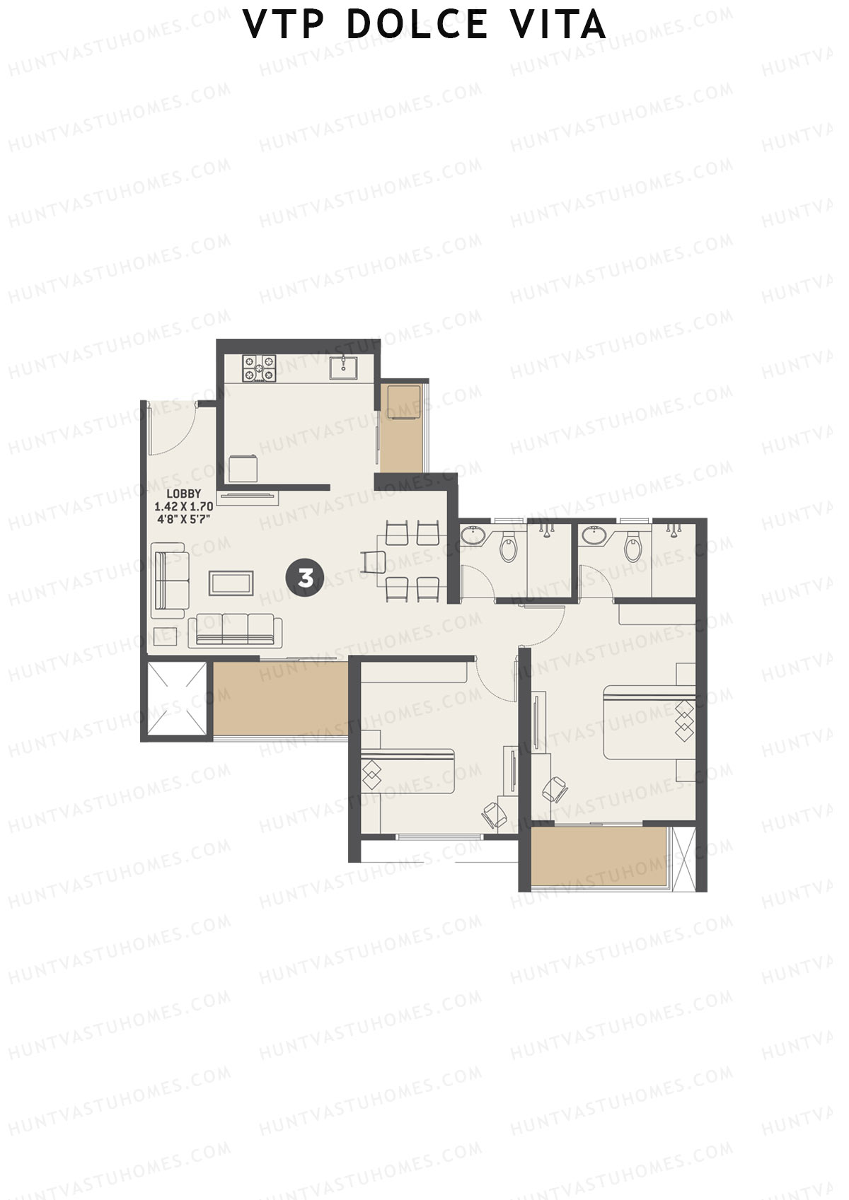 VTP Dolce Vita Tower 1 Unit 3 Floor Plan
