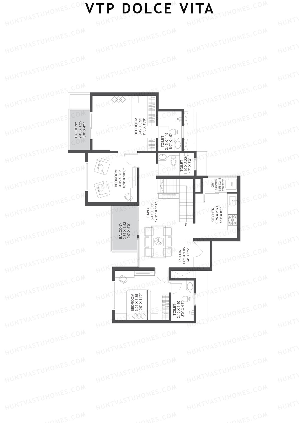 VTP Dolce Vita Tower 3 Unit 1 (Duplex) Floor Plan